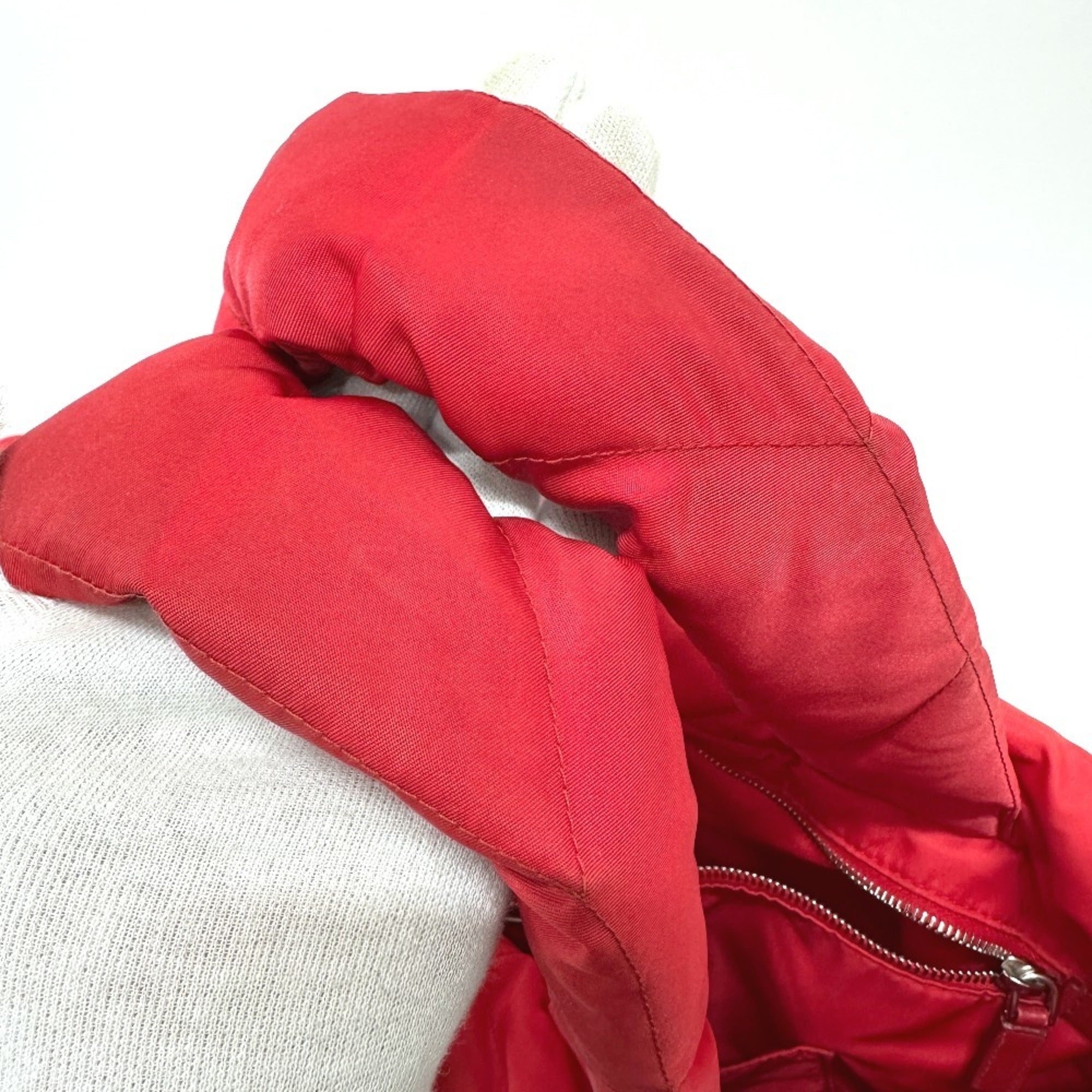 Prada Red Color Nylon Tote Bag (Pre-Owned)