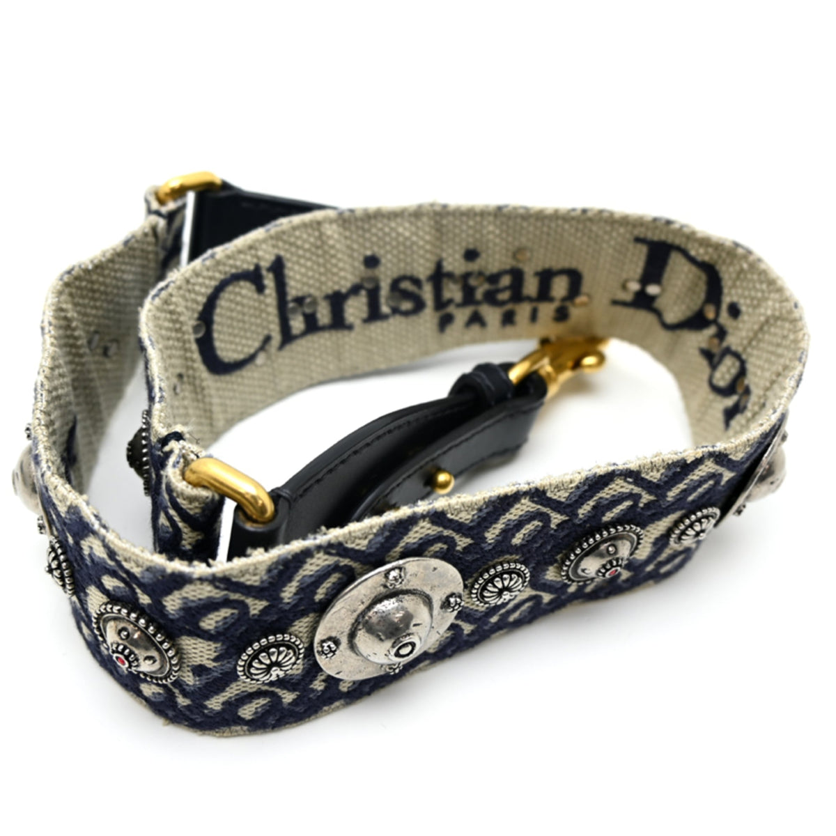 Christian Dior Navy Canvas Handbag Saddle Bag (Pre-Owned)