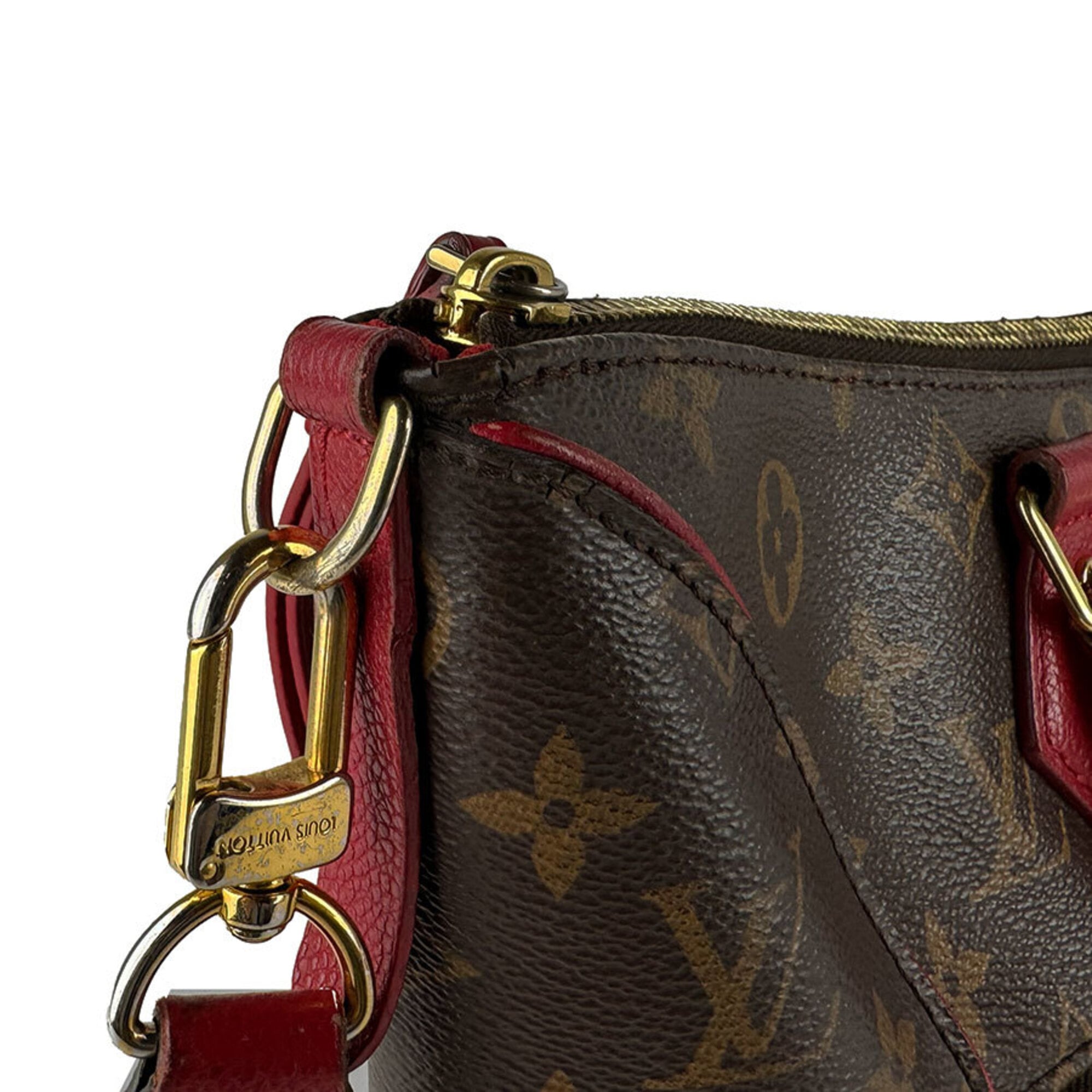 Louis Vuitton Brown Monogram Red Color Monogram Handbag Shoulder Bag (Pre-Owned)
