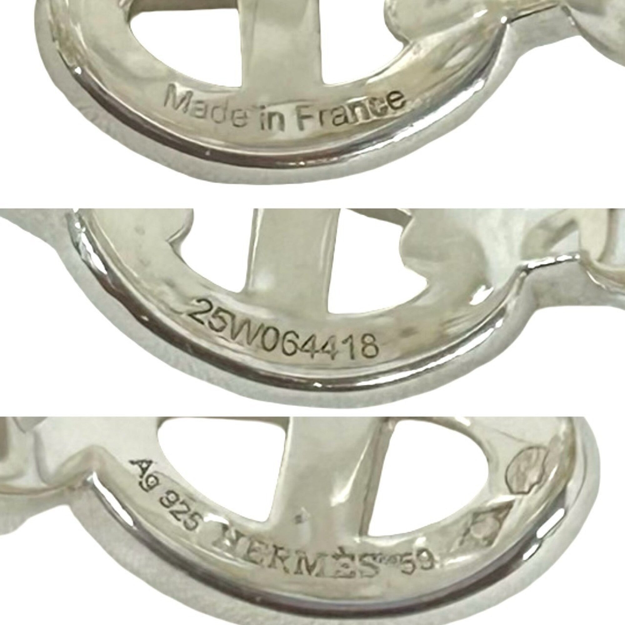 Hermes Silver Silver 925 Band Ring (Pre-Owned)