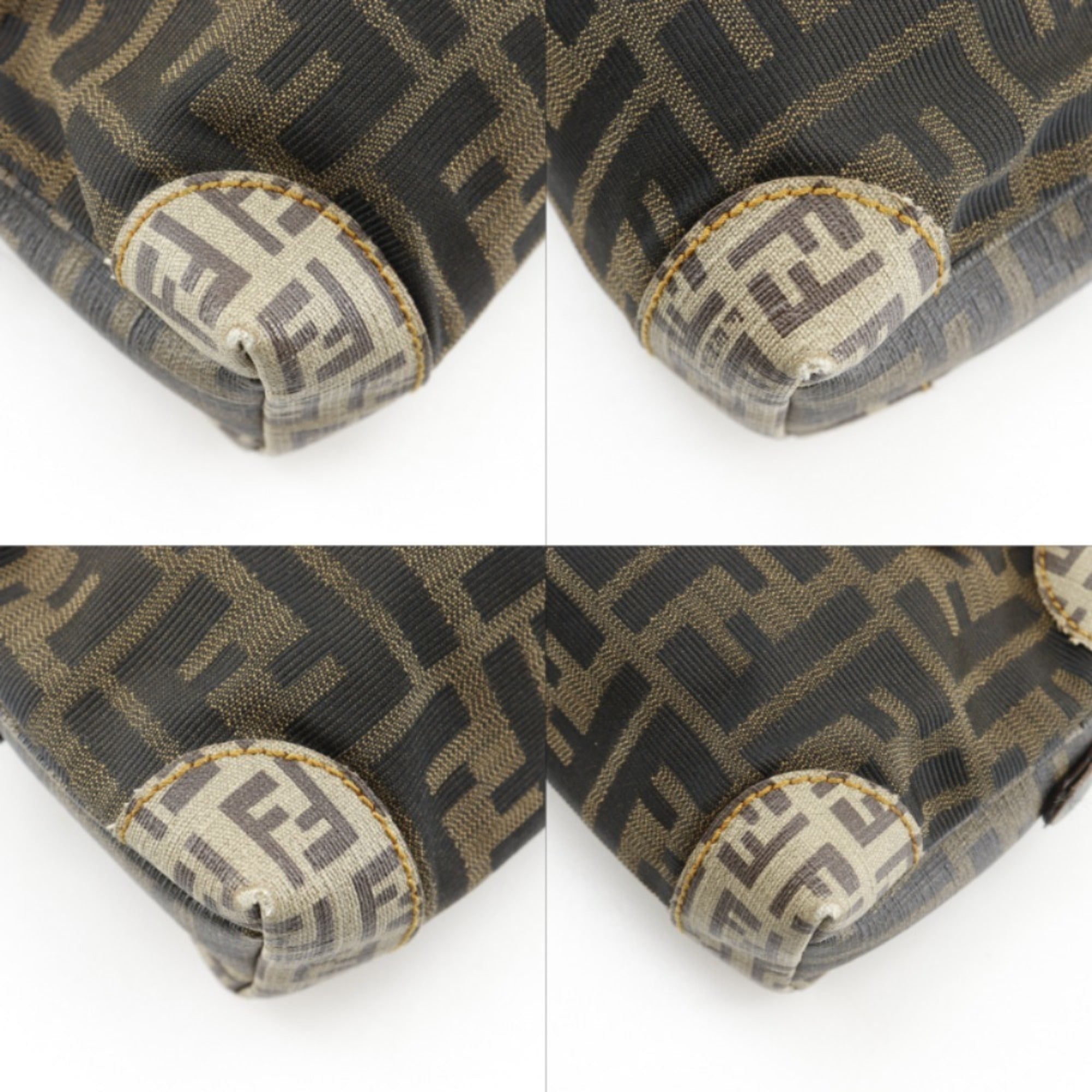 Fendi Brown Nylon Canvas Pvc Boston Bag Handbag Shoulder Bag (Pre-Owned)
