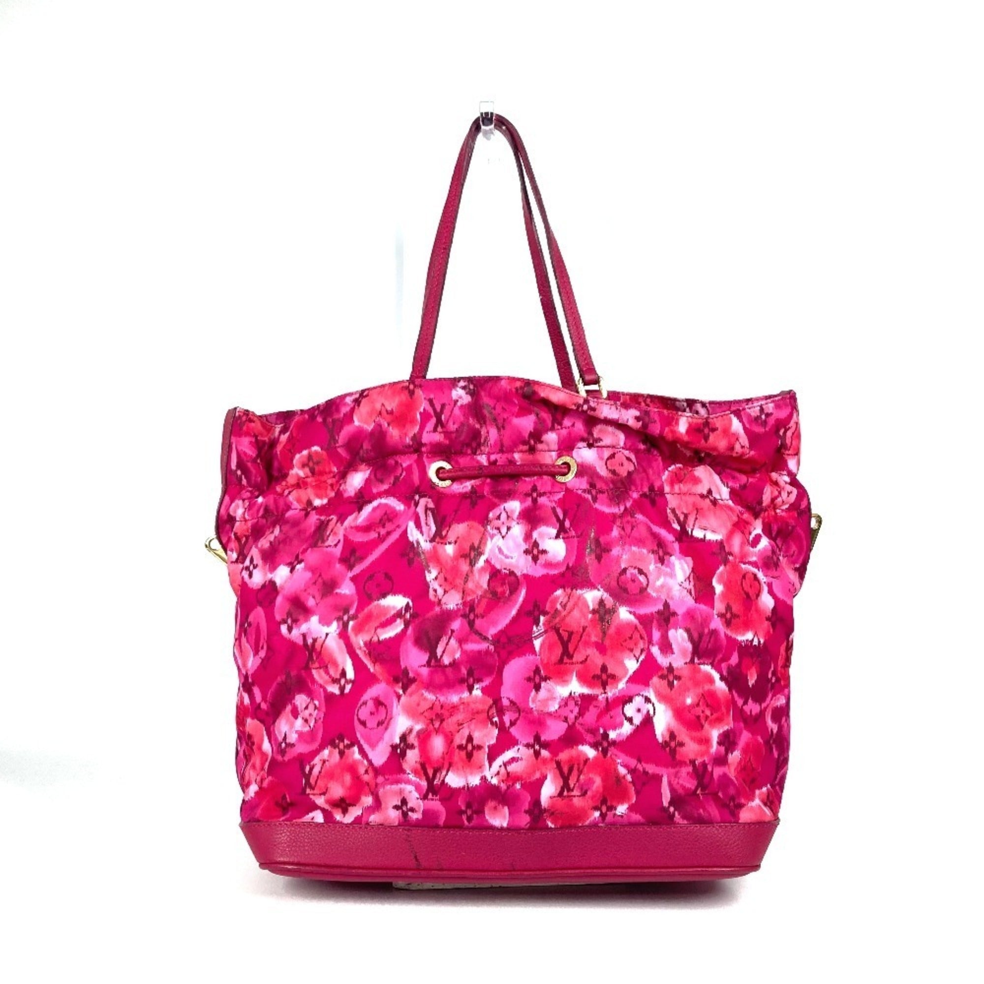 Louis Vuitton Pink Leather Nylon Shoulder Bag Tote Bag (Pre-Owned)