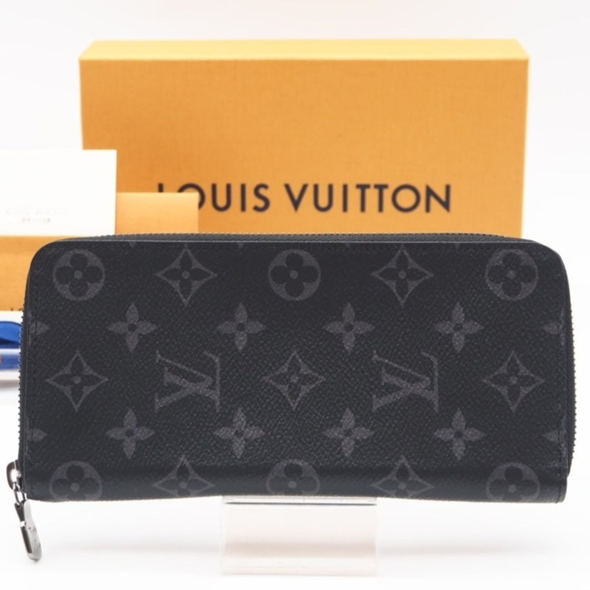 Louis Vuitton Black Gray Coated Canvas Long Wallet (Bi-Fold) (Pre-Owned)