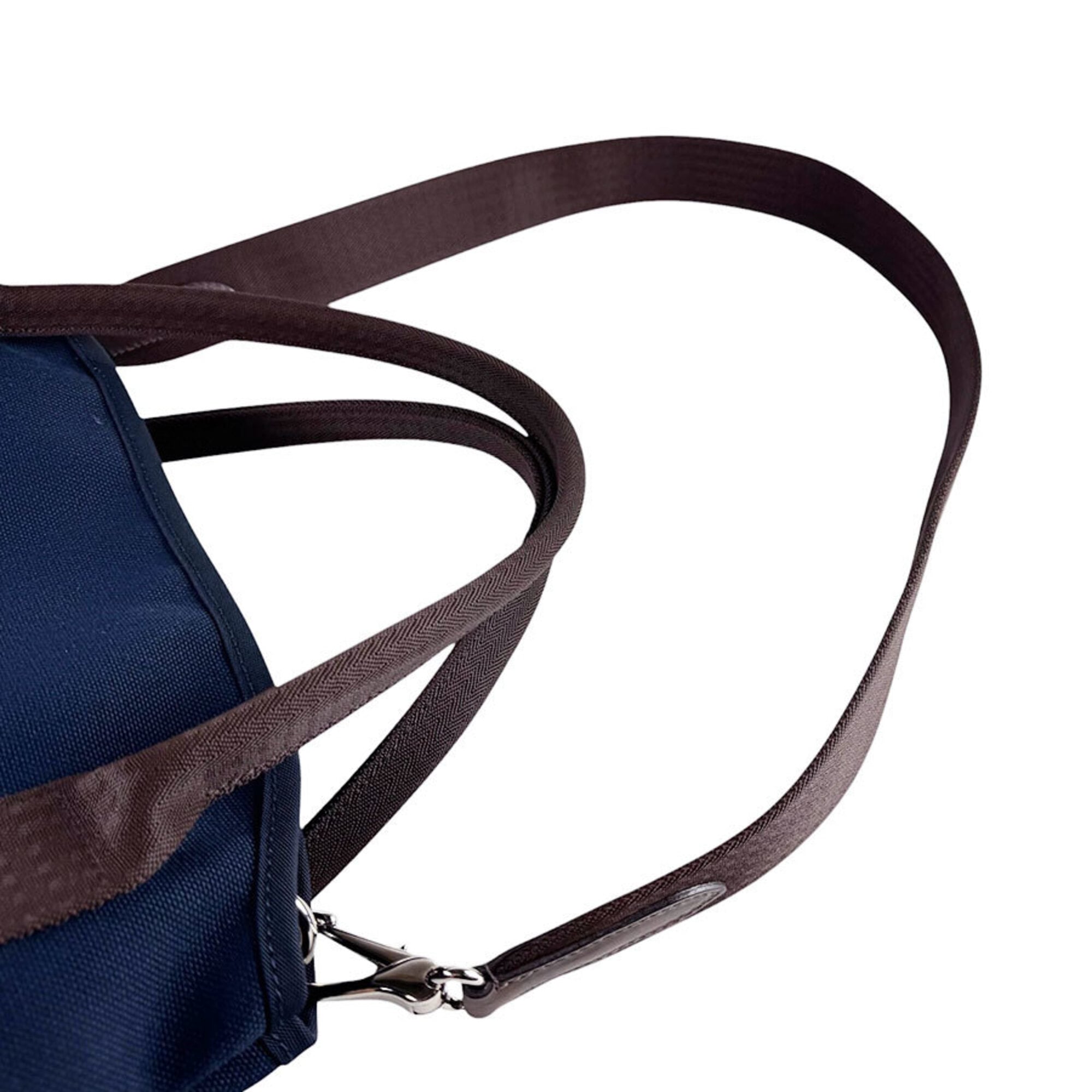 Hermes Brown Navy Canvas Handbag Shoulder Bag (Pre-Owned)