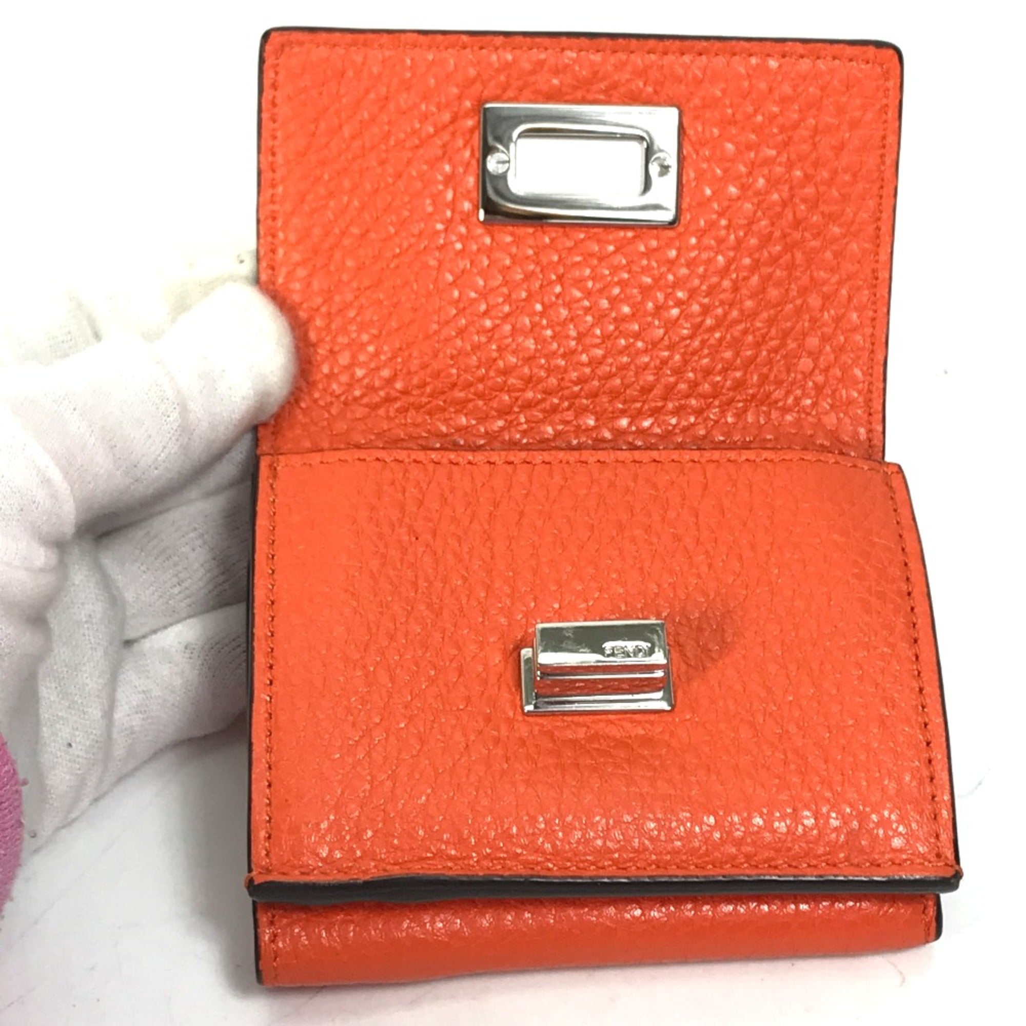 Fendi Orange Leather Wallet (Tri-Fold) (Pre-Owned)