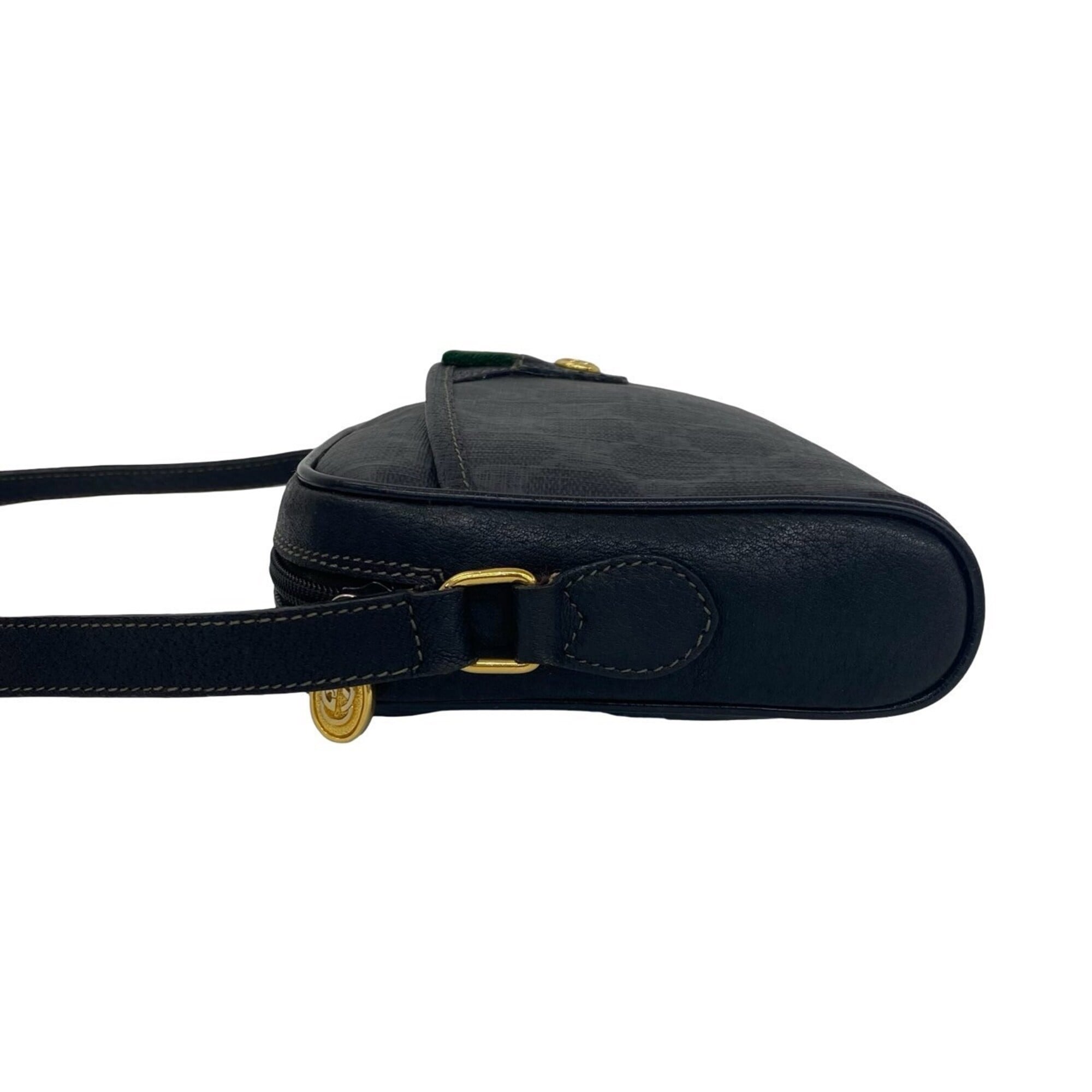 Gucci Black Green Red Color Leather Pvc Pochette Shoulder Bag (Pre-Owned)