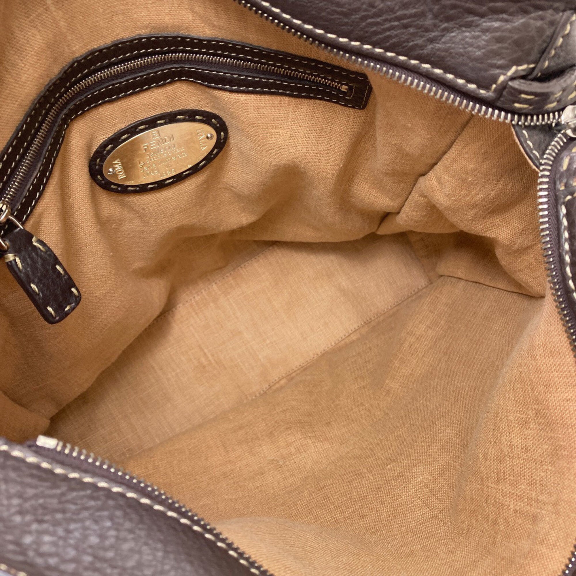 Fendi Selleria Dark Brown Leather Handbag (Pre-Owned)