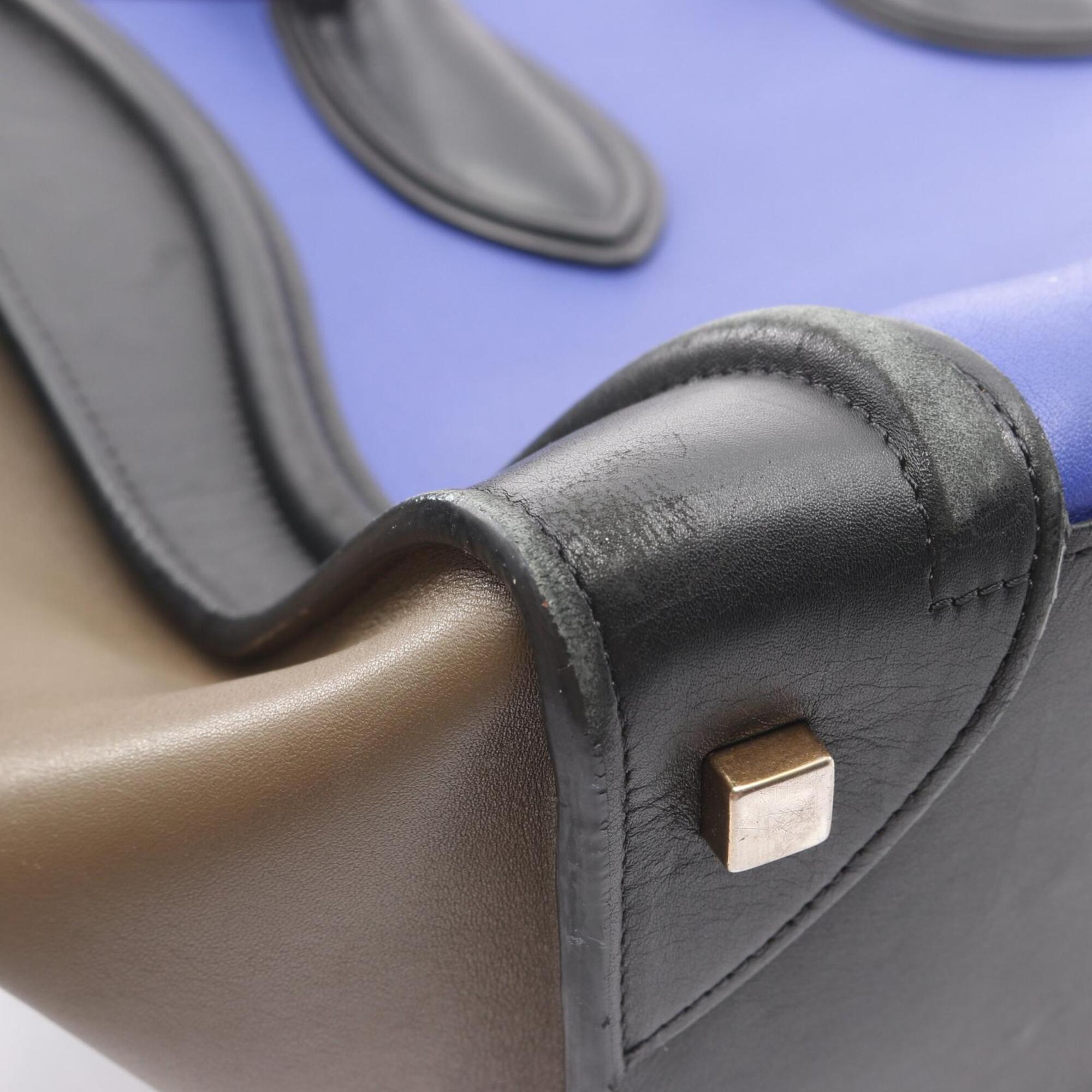Celine Black Blue Gray Leather Handbag (Pre-Owned)