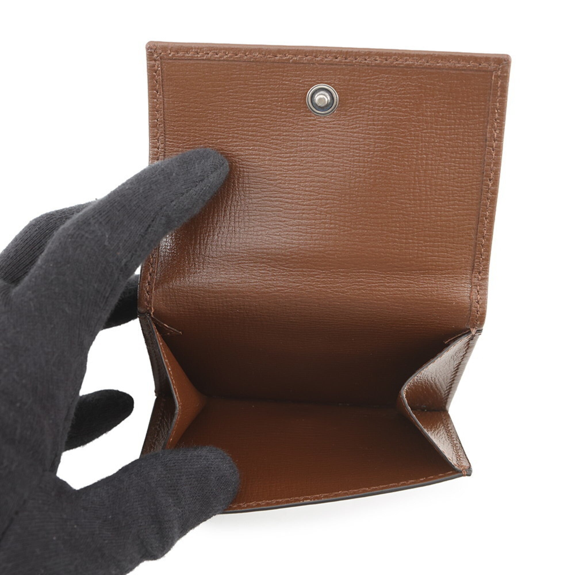 Gucci Beige Brown Canvas Leather Wallet (Tri-Fold) (Pre-Owned)