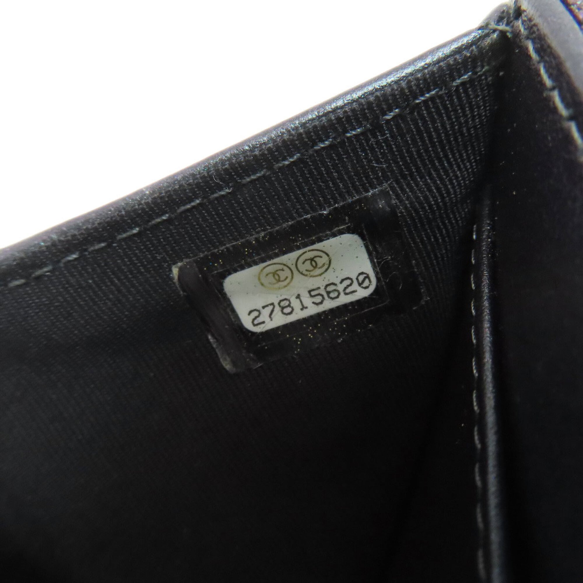 Chanel Black Metallic Purple Leather Wallet (Tri-Fold) (Pre-Owned)