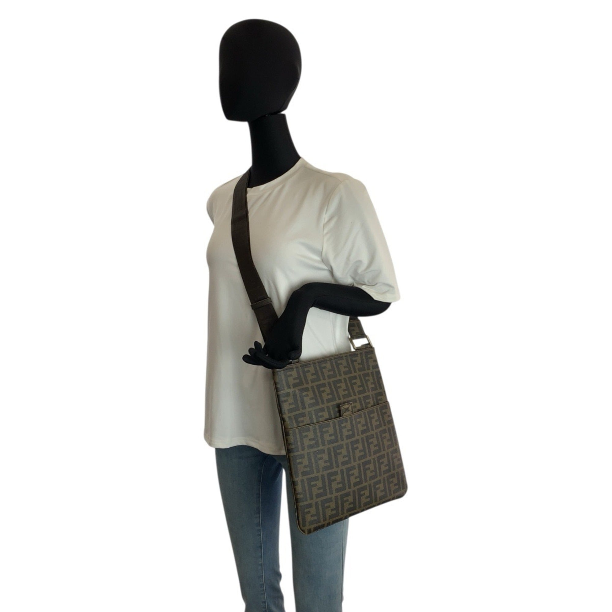Fendi Brown Pvc Pochette Shoulder Bag (Pre-Owned)