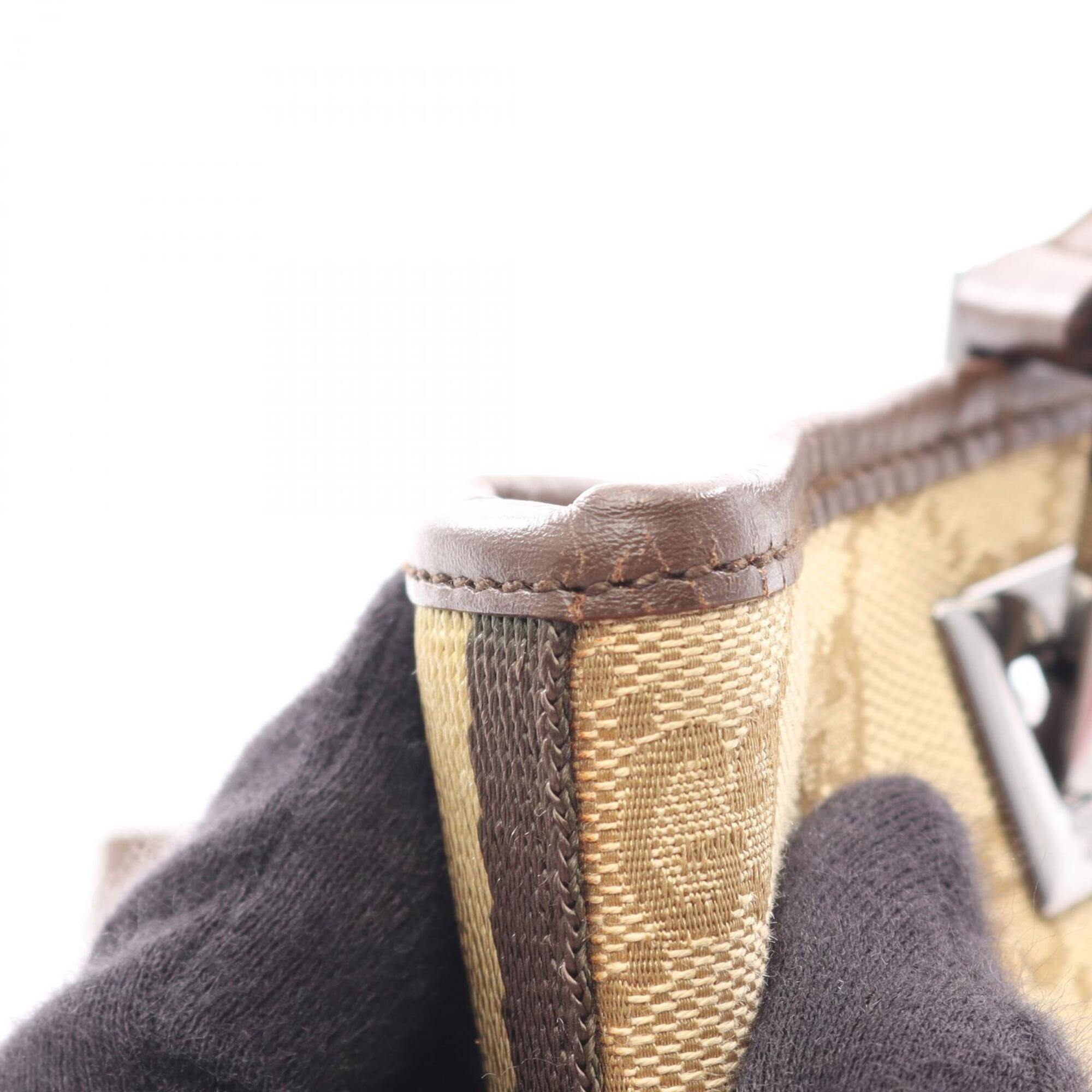 Gucci Beige Brown Canvas Leather Handbag Tote Bag (Pre-Owned)