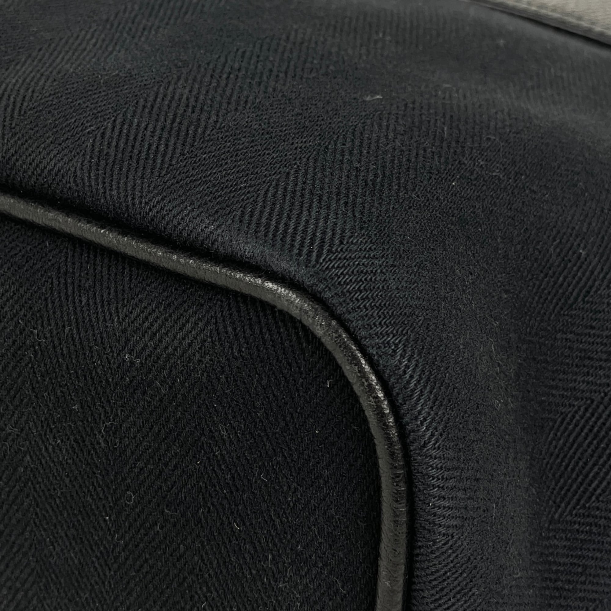 Hermes Black Toile Chevron Handbag Tote Bag (Pre-Owned)
