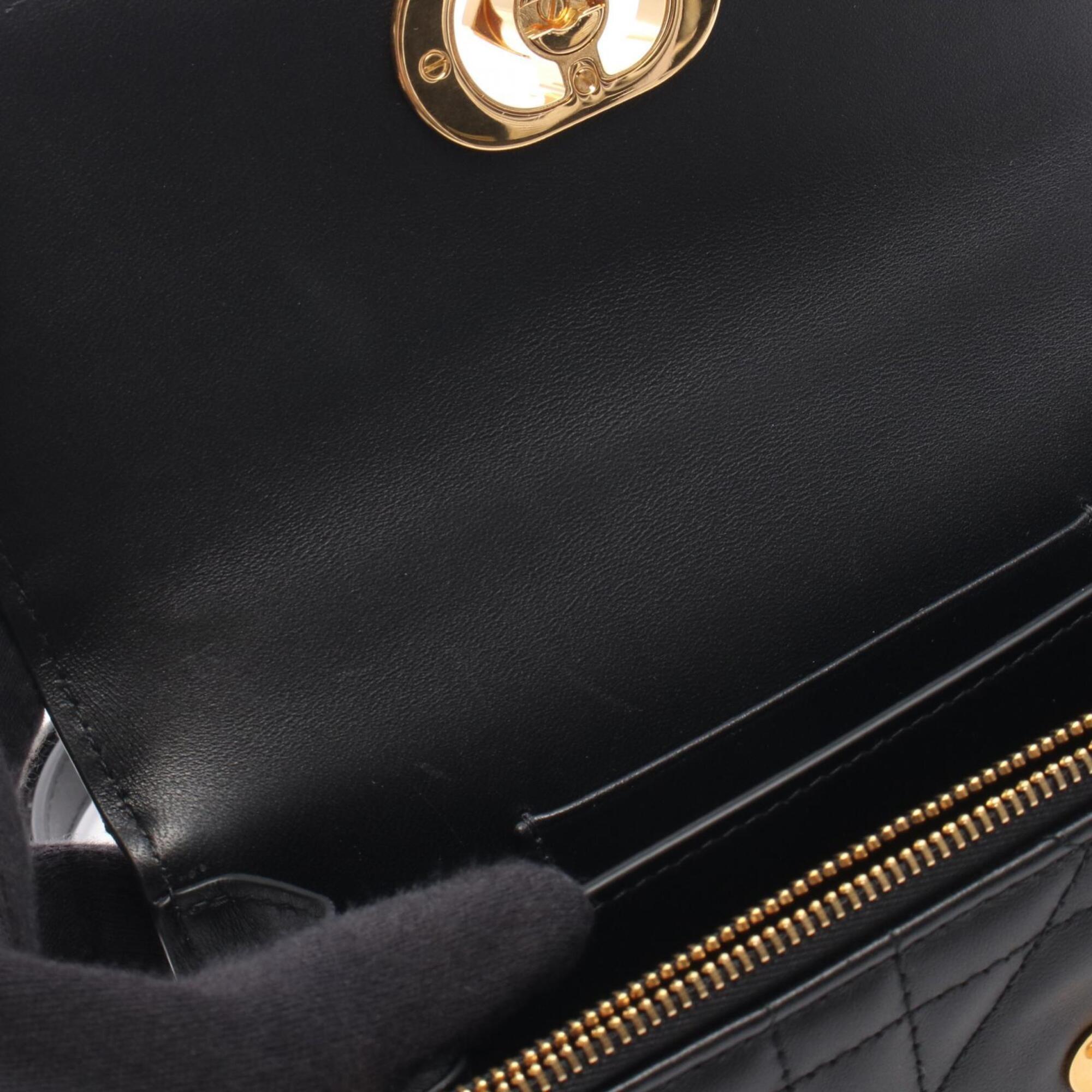 Christian Dior Black Leather Handbag Shoulder Bag (Pre-Owned)