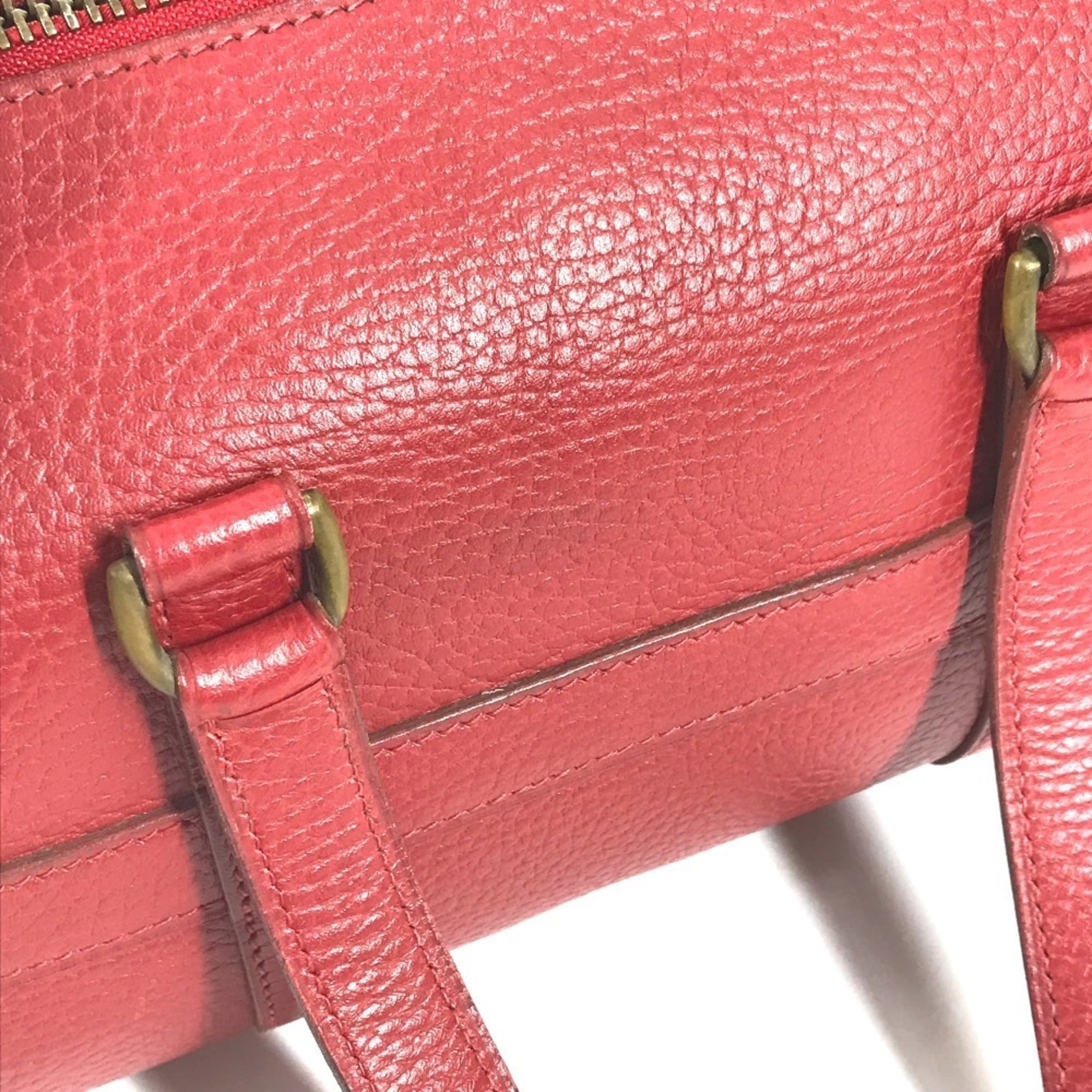 Hermes Red Color Ardennes Leather Boston Bag Handbag (Pre-Owned)