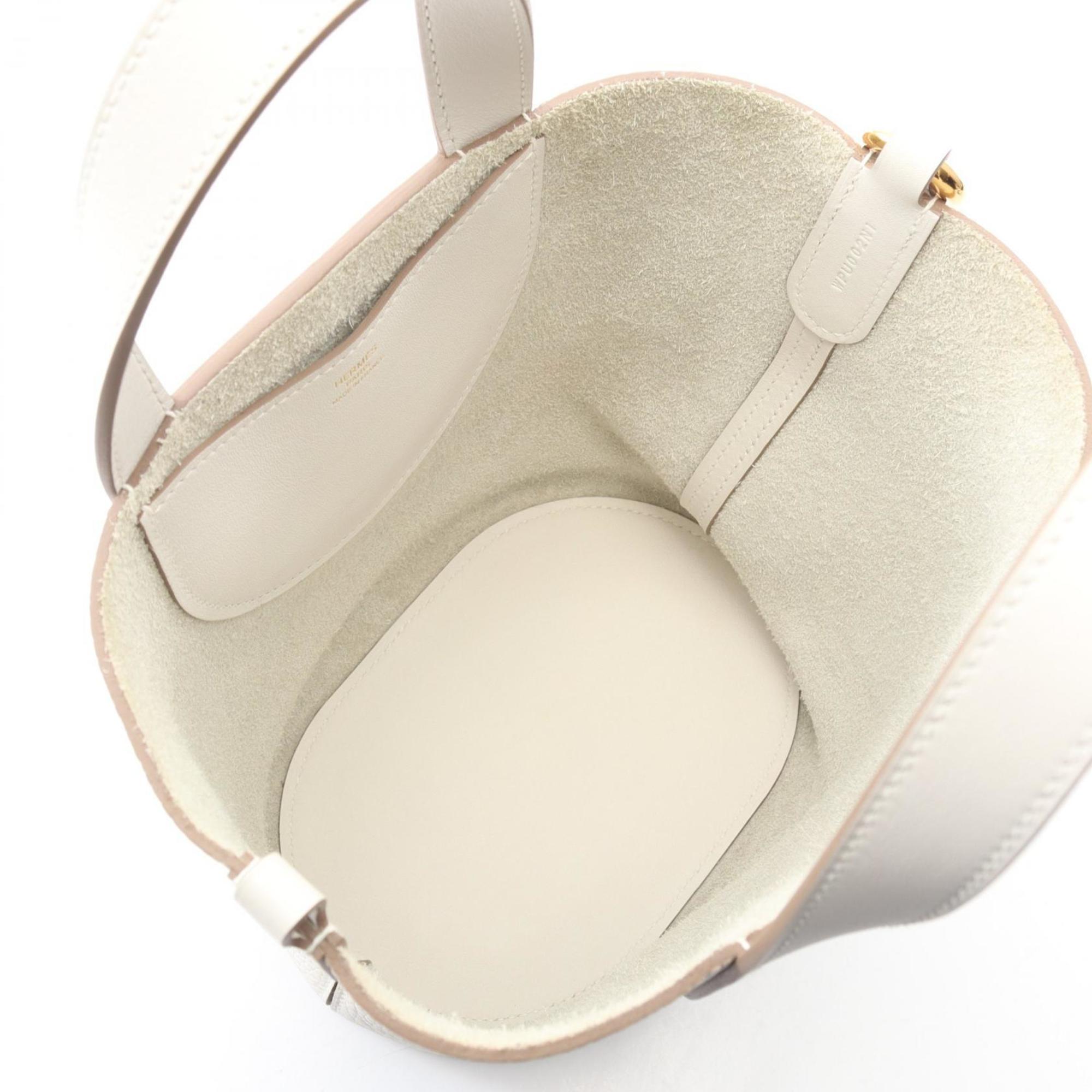 Hermes White Taurillon Clemence Leather Leather Swift Leather Handbag (Pre-Owned)