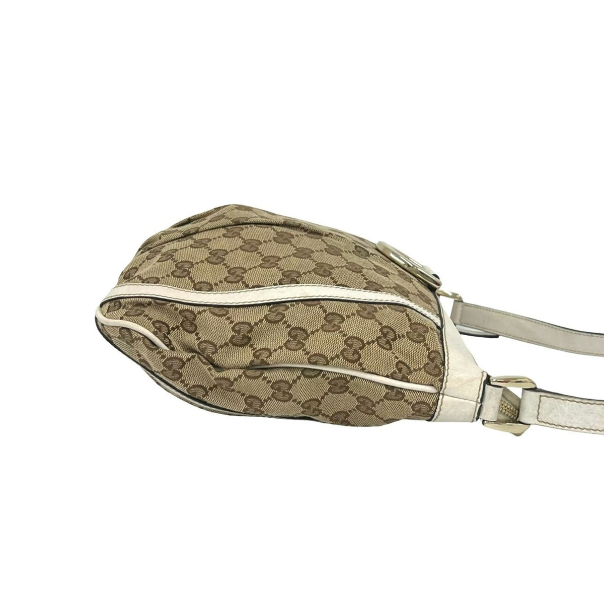Gucci Brown White Canvas Leather Crossbody Bag Pochette Shoulder Bag (Pre-Owned)