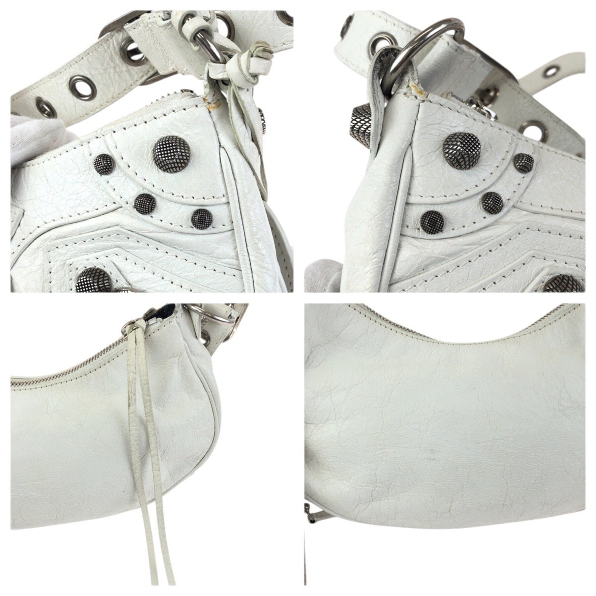 Balenciaga White Leather Pochette Shoulder Bag (Pre-Owned)