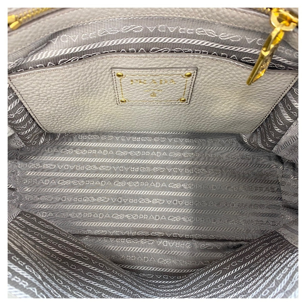 Prada Gray Leather Tote Bag (Pre-Owned)