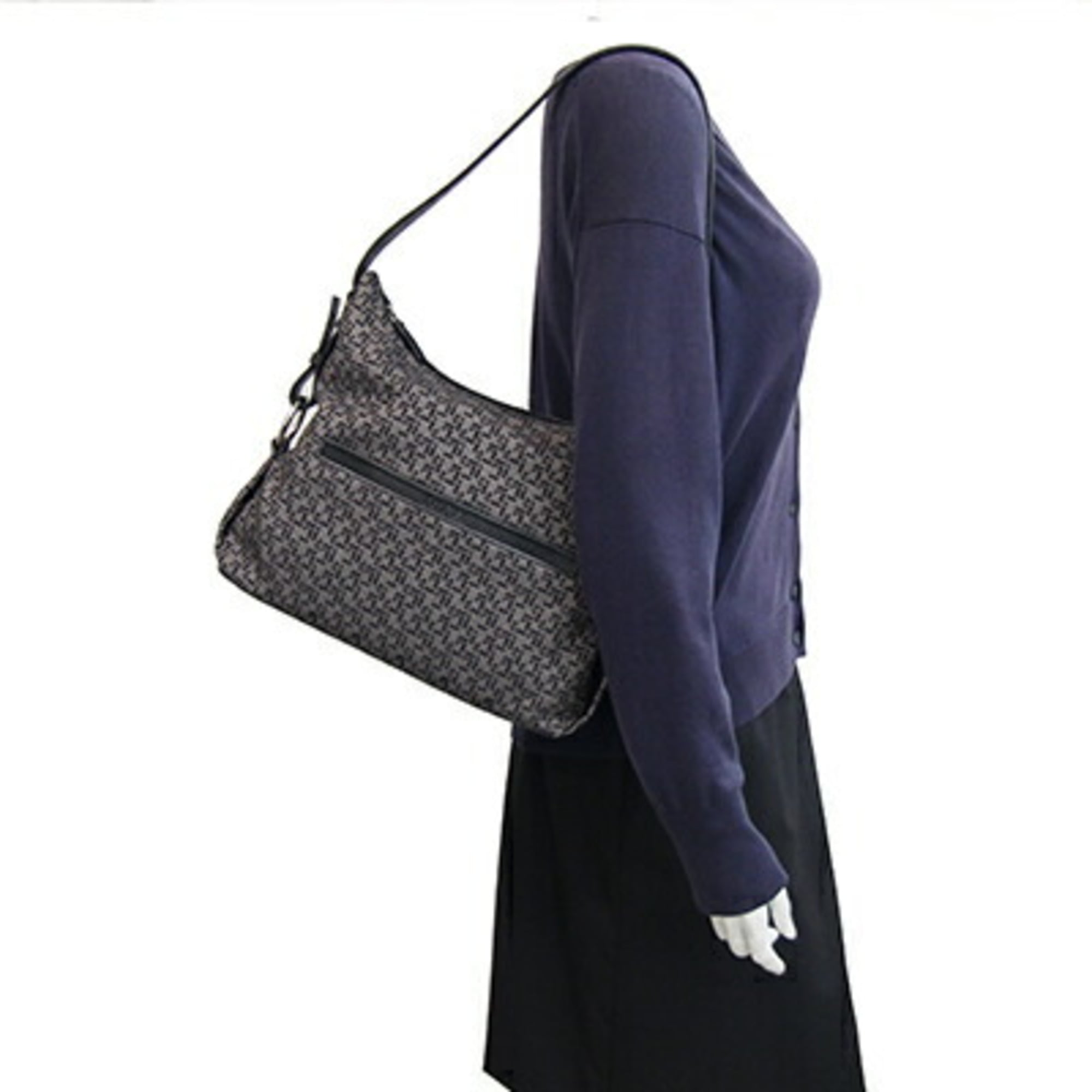 Loewe Black Gray Canvas Leather Handbag Shoulder Bag (Pre-Owned)