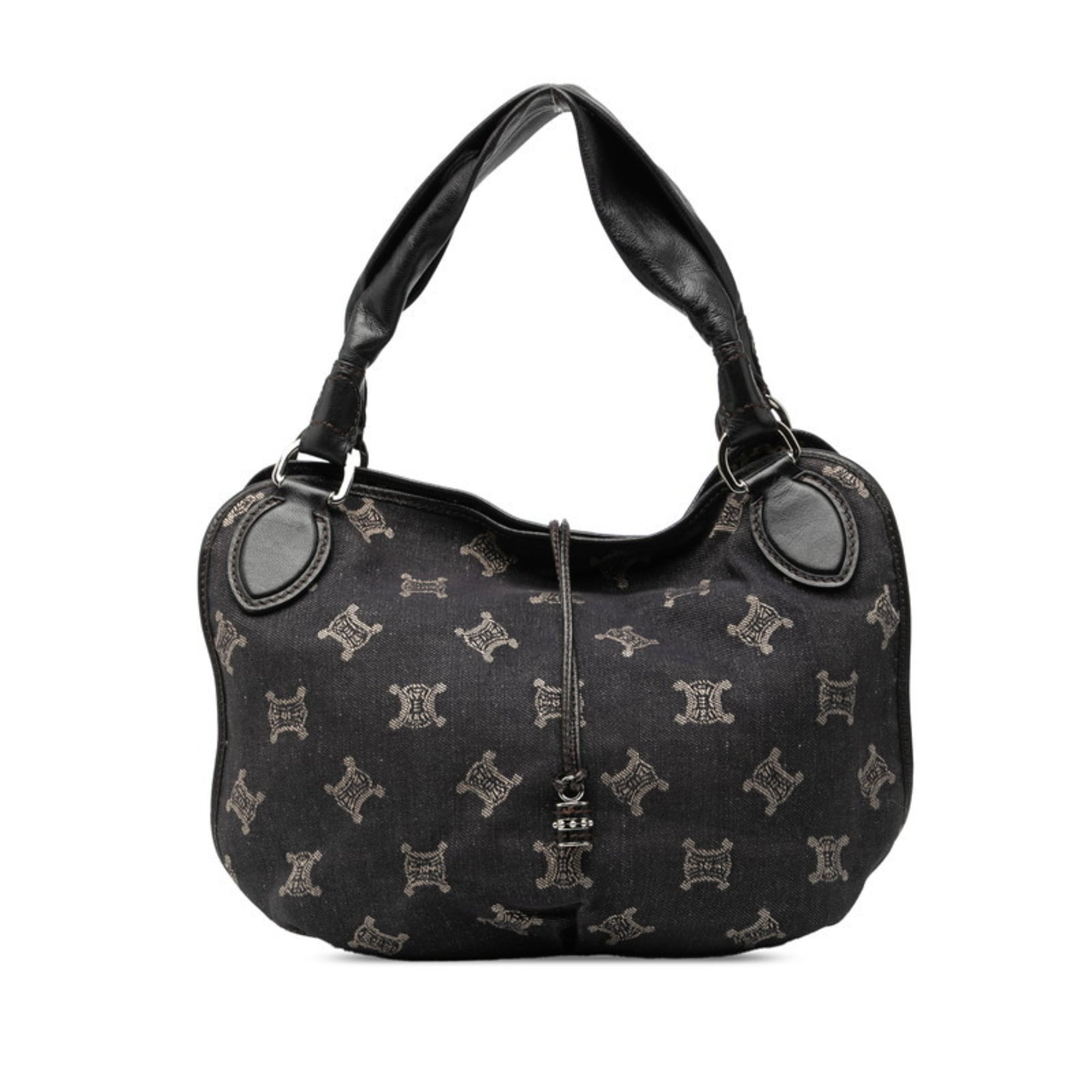Celine Black Denim Leather Handbag Tote Bag (Pre-Owned)