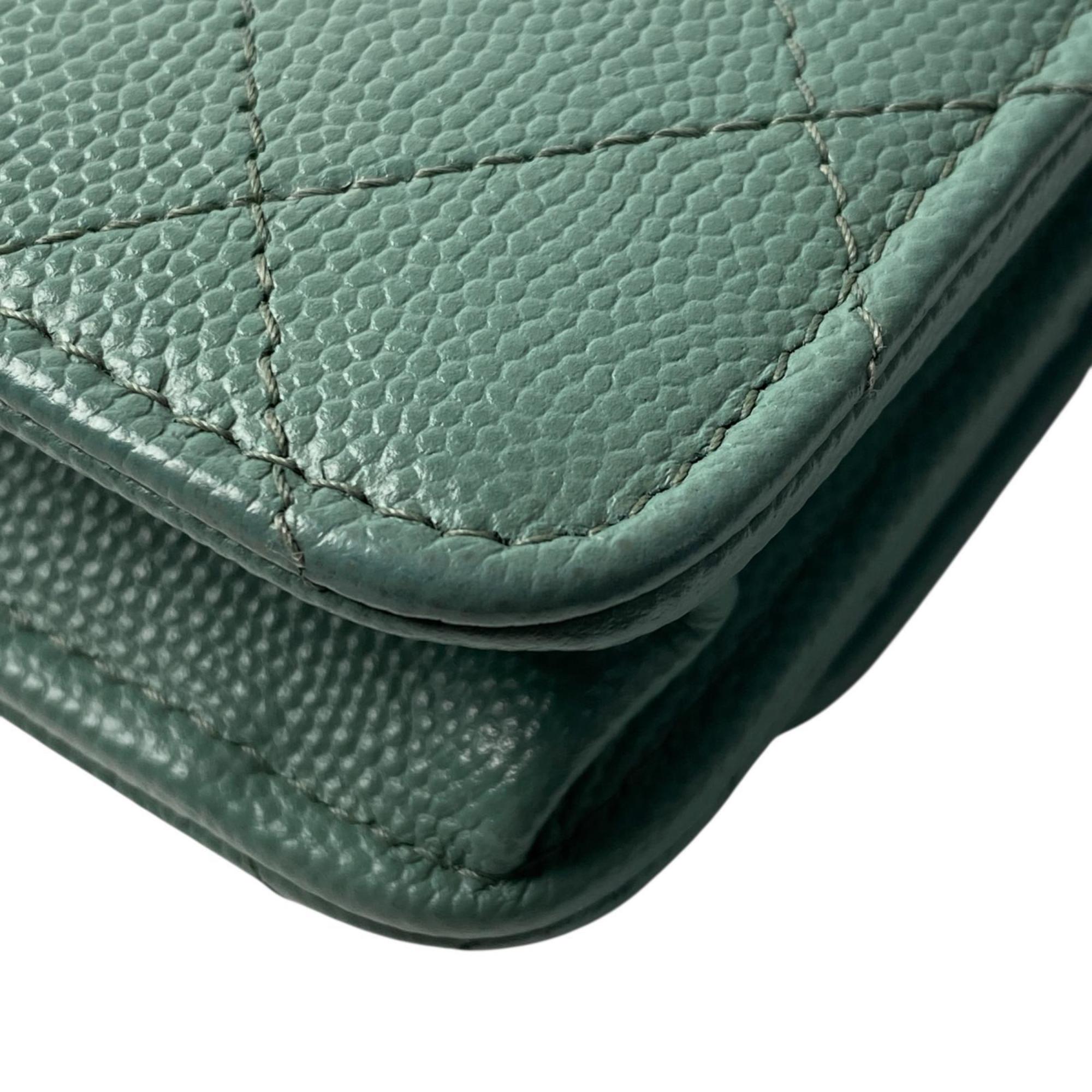 Chanel Green Grained Calfskin Shoulder Bag (Pre-Owned)