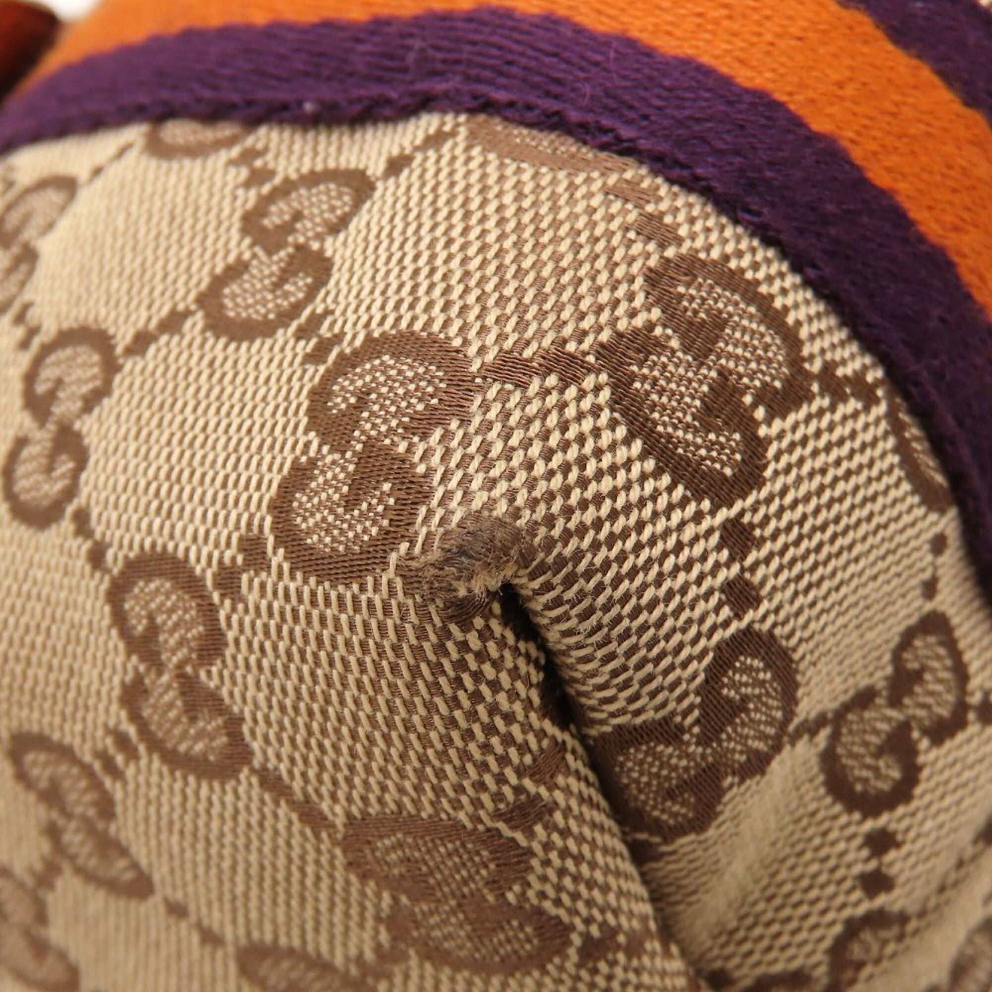 Gucci Sherry Line Beige Orange Purple Gg Canvas Leather Handbag (Pre-Owned)