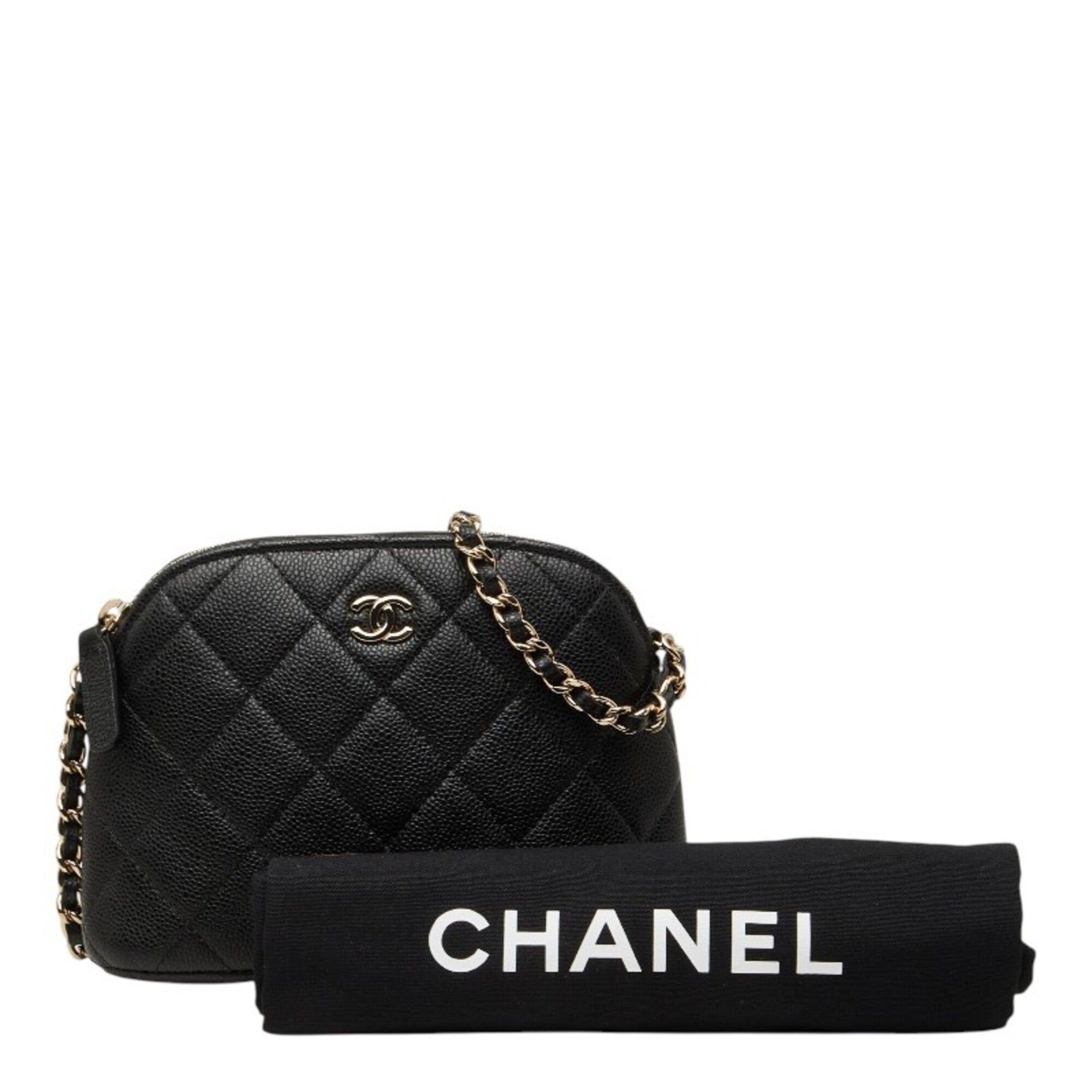 Chanel Black Grained Calfskin Pochette Shoulder Bag (Pre-Owned)