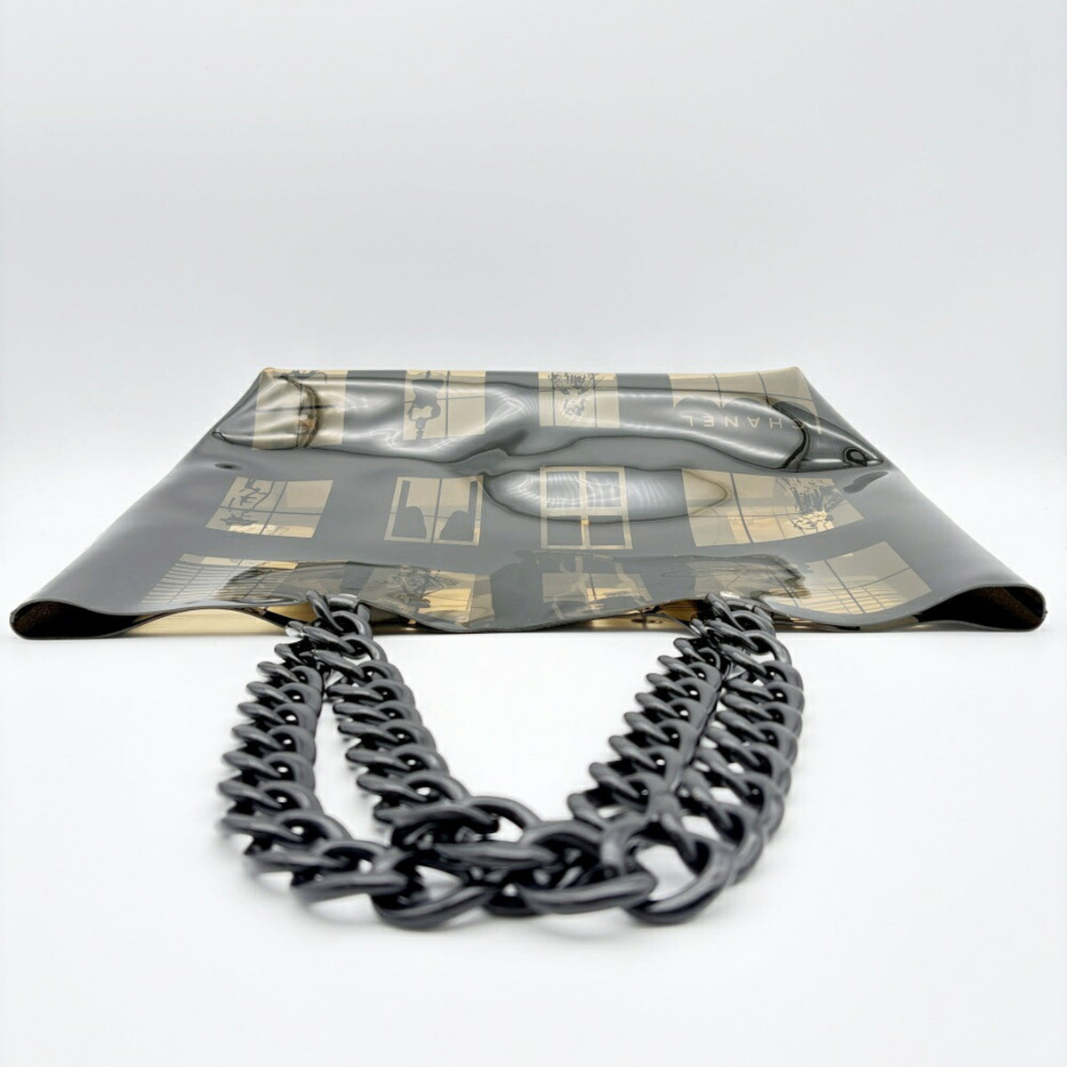 Chanel Black Clear Vinyl Plastic Tote Bag (Pre-Owned)
