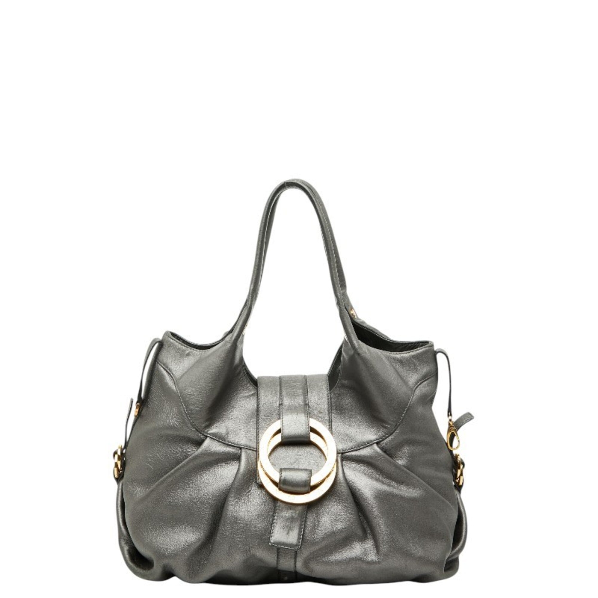 Bvlgari Chandra Gray Leather Handbag (Pre-Owned)