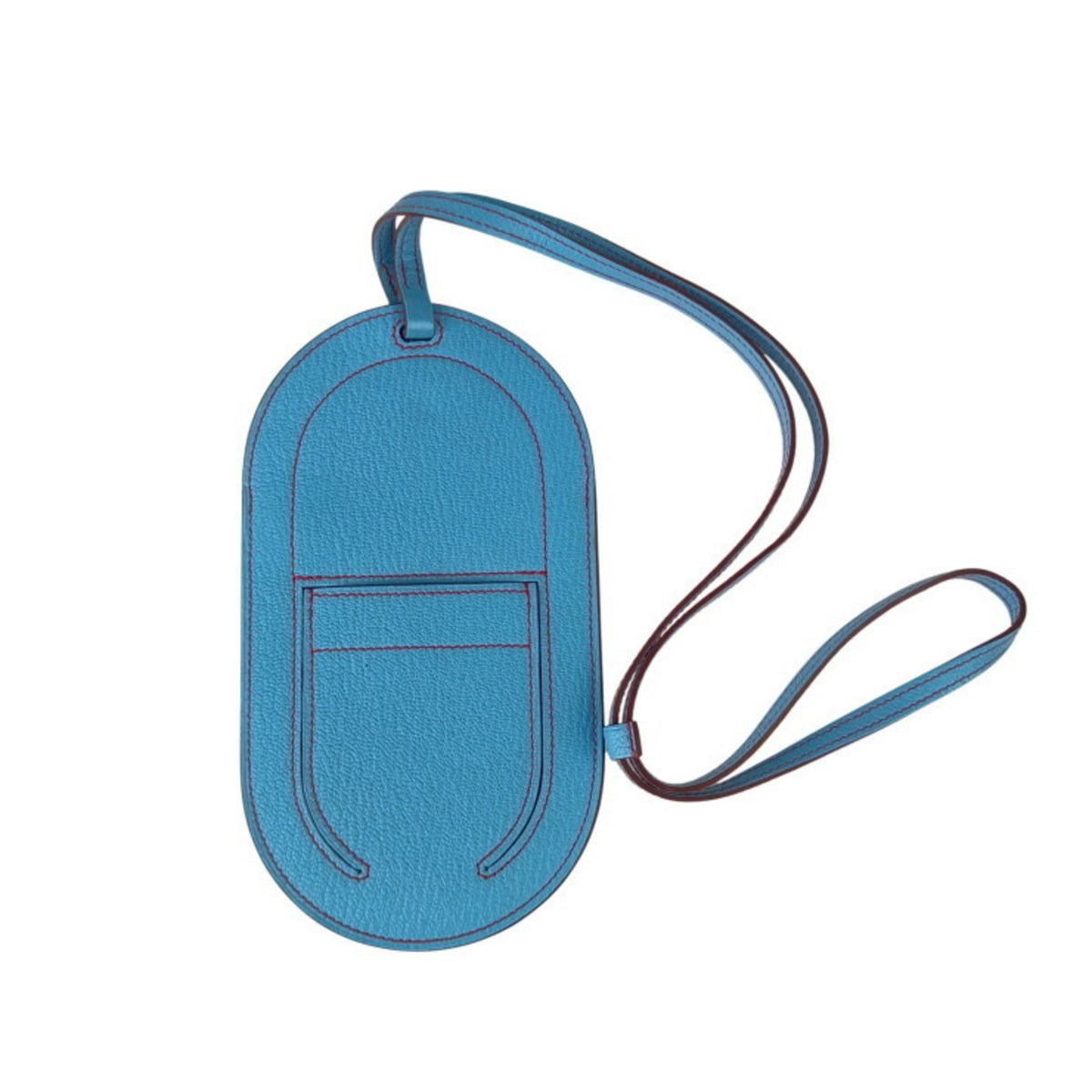 Hermes Blue Chevre Leather Pouch (Pre-Owned)
