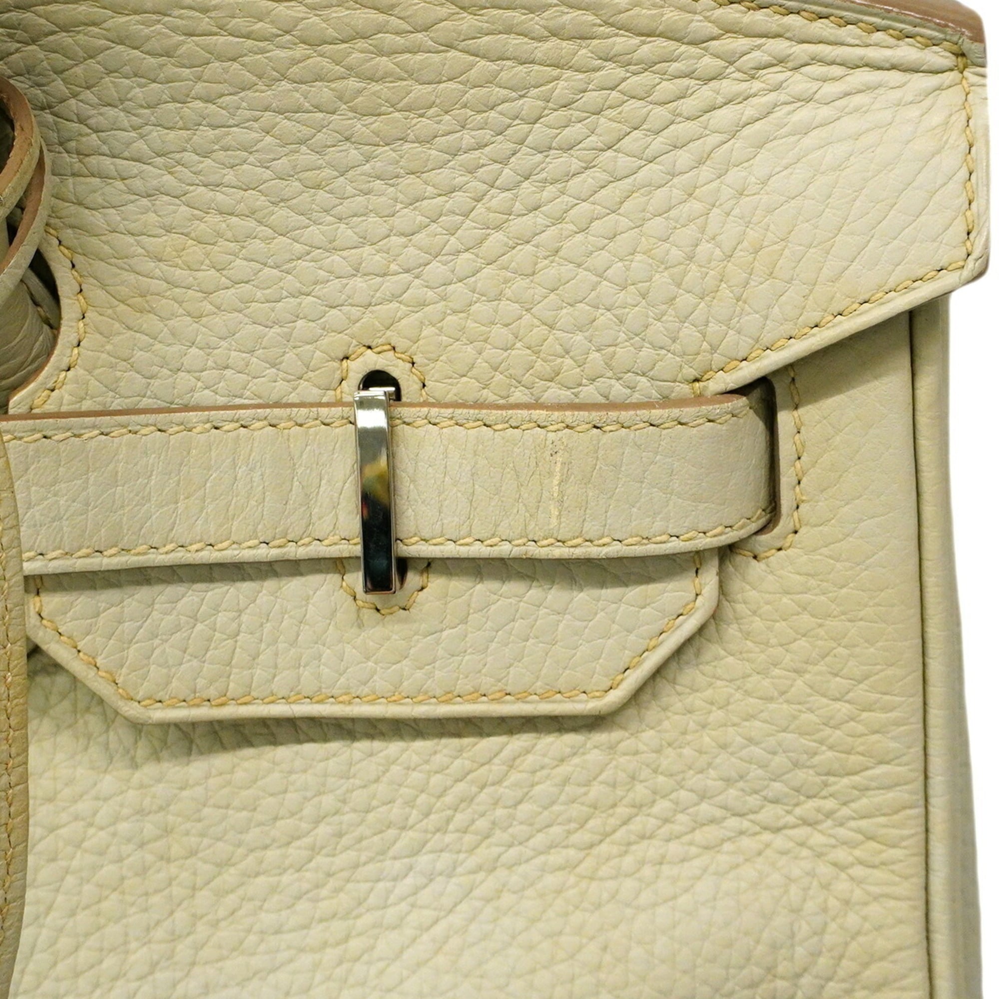 Hermes Gray Taurillon Clemence Leather Handbag (Pre-Owned)