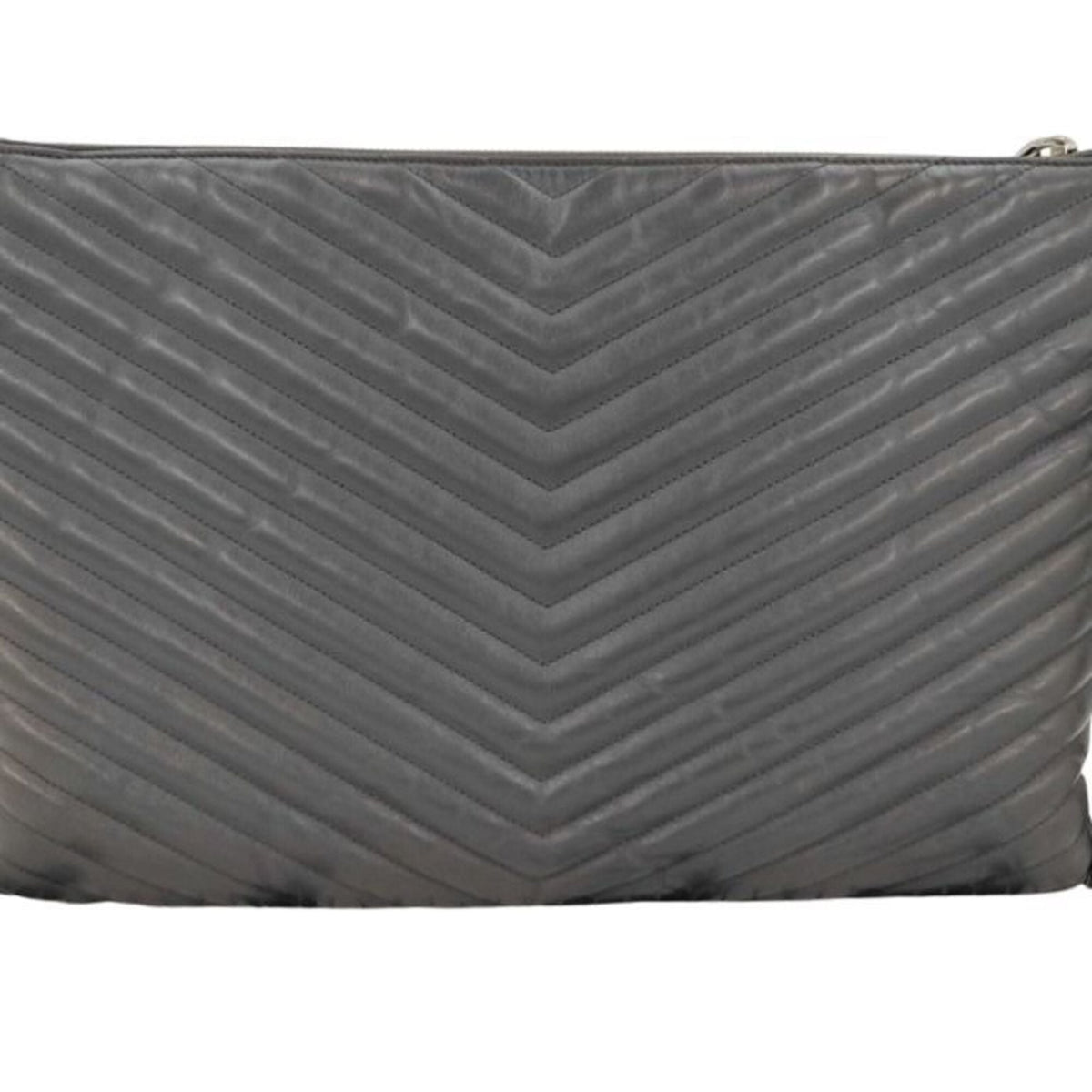Yves Saint Laurent Gray Leather Clutch Bag (Pre-Owned)