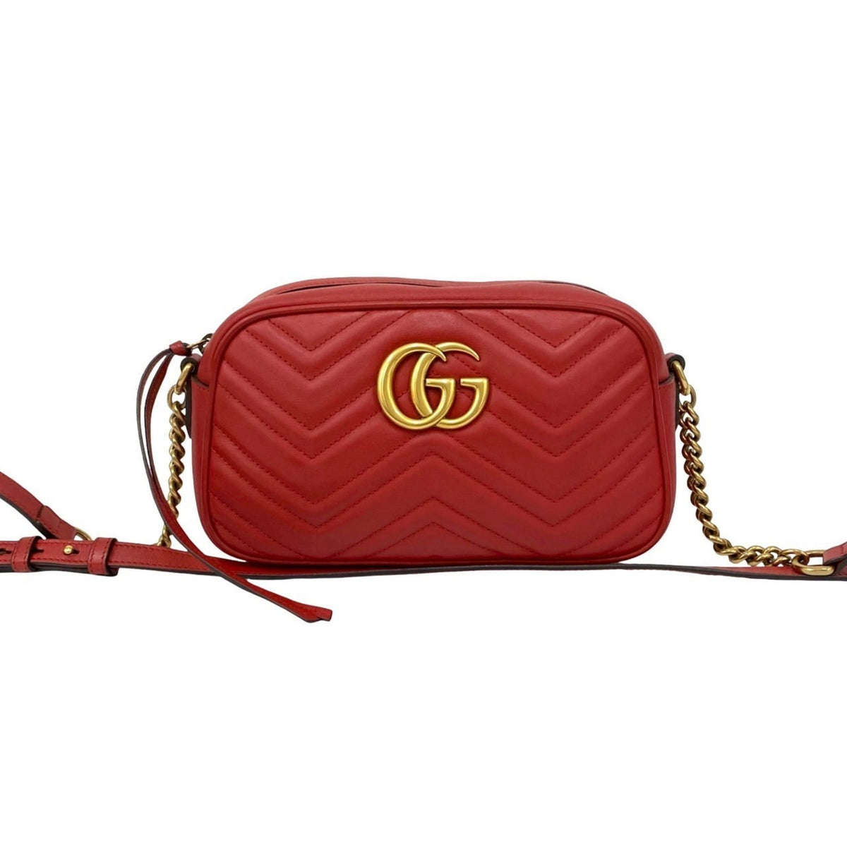 Gucci Red Color Leather Pochette Shoulder Bag (Pre-Owned)
