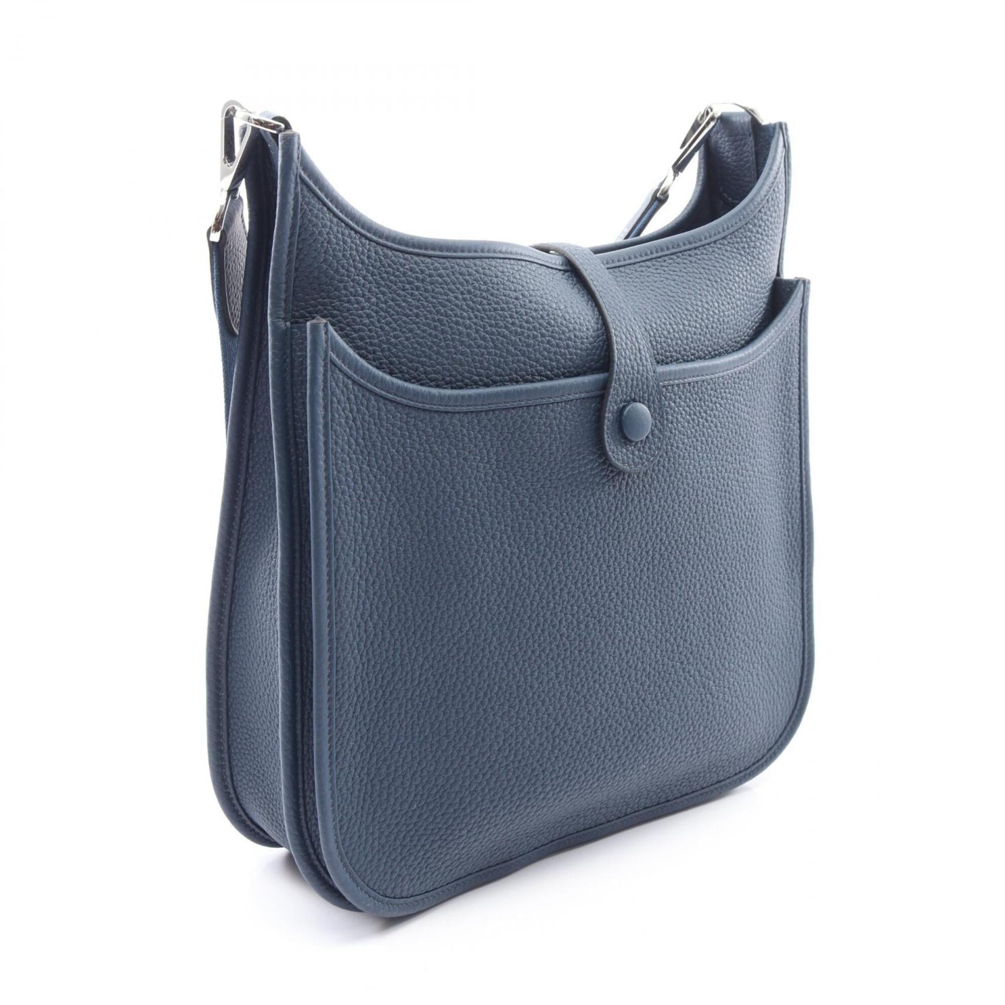 Hermes Navy Taurillon Clemence Leather Leather Handbag Shoulder Bag (Pre-Owned)