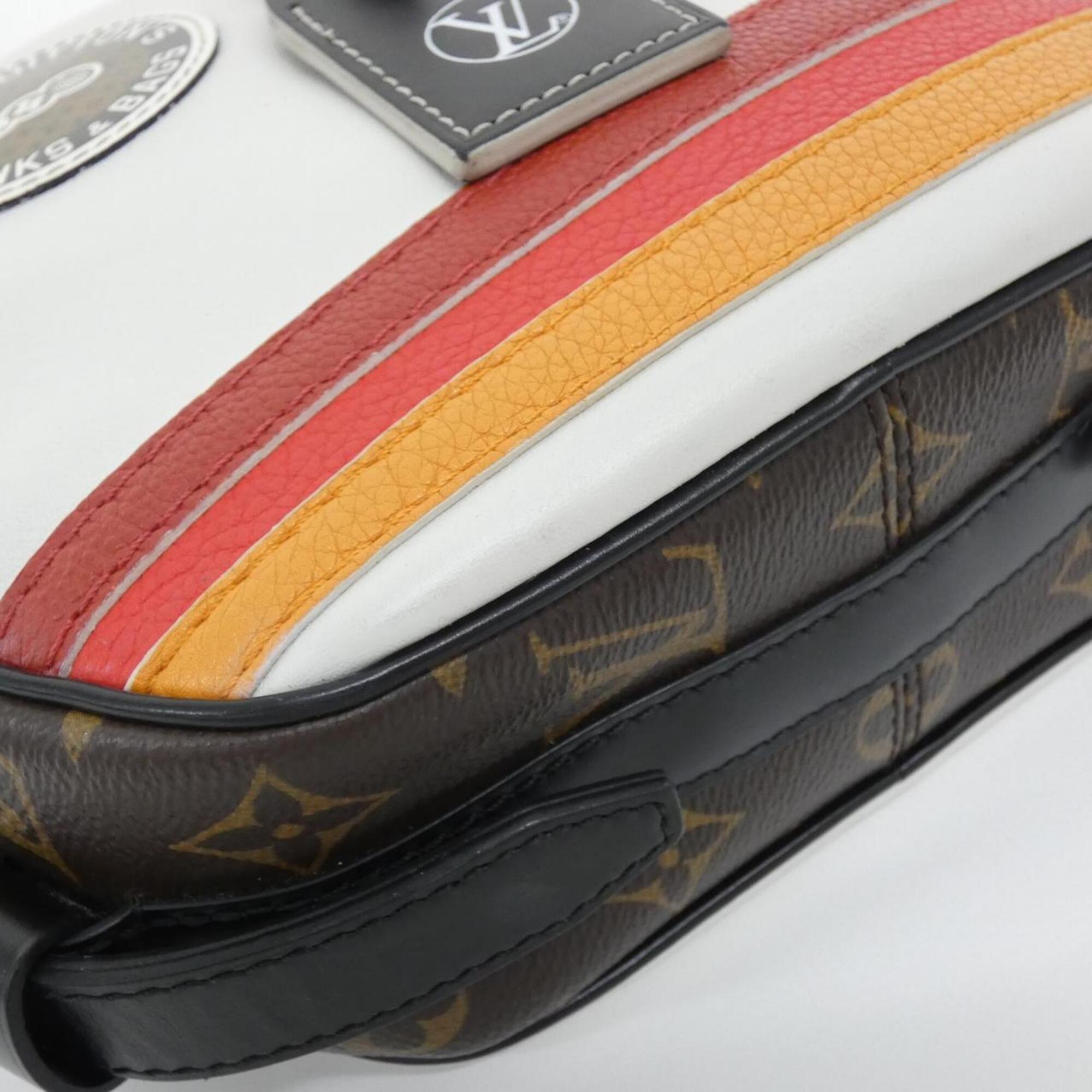 Louis Vuitton Blanc Leather Coated Canvas Shoulder Bag (Pre-Owned)