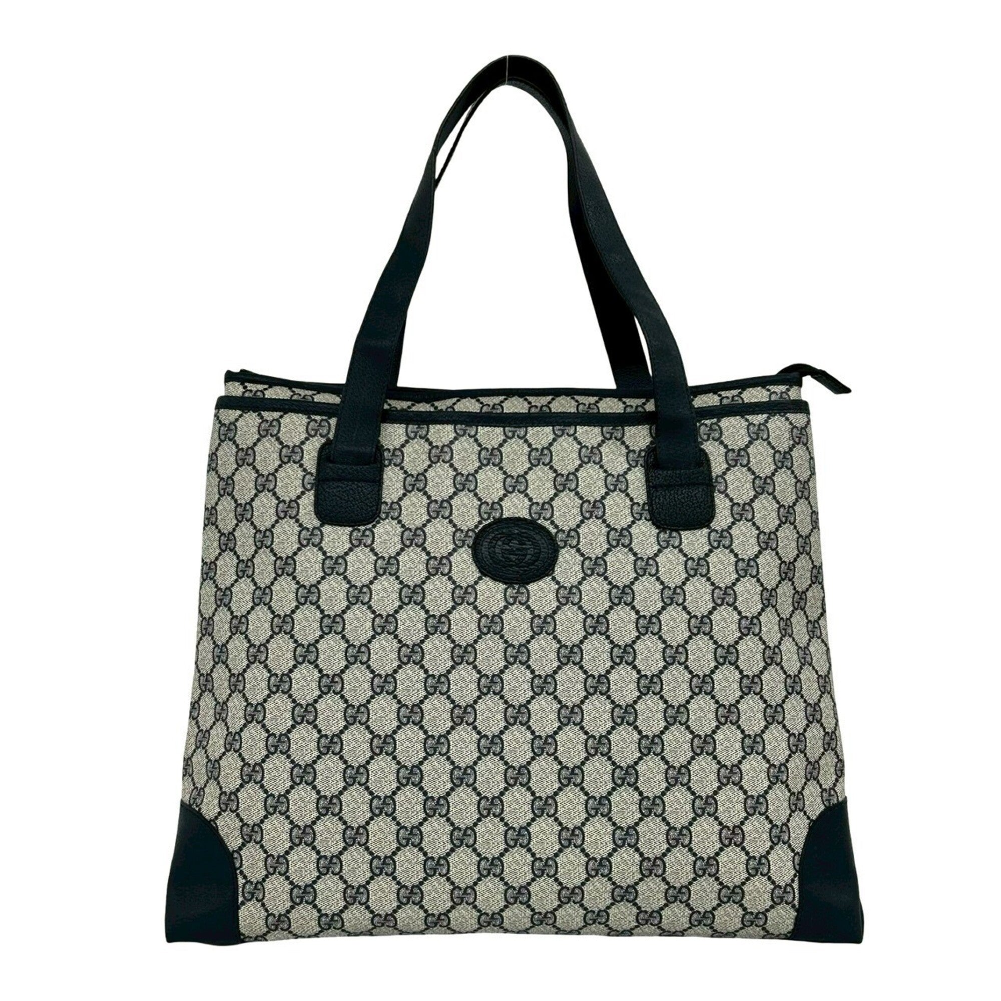Gucci Navy Pvc Leather Handbag Shoulder Bag Tote Bag (Pre-Owned)