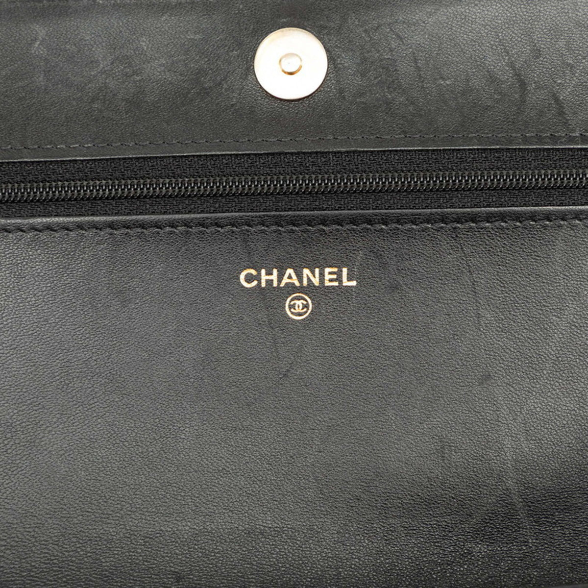 Chanel Boy Chanel Black Leather Chain/Shoulder Wallet (Pre-Owned)
