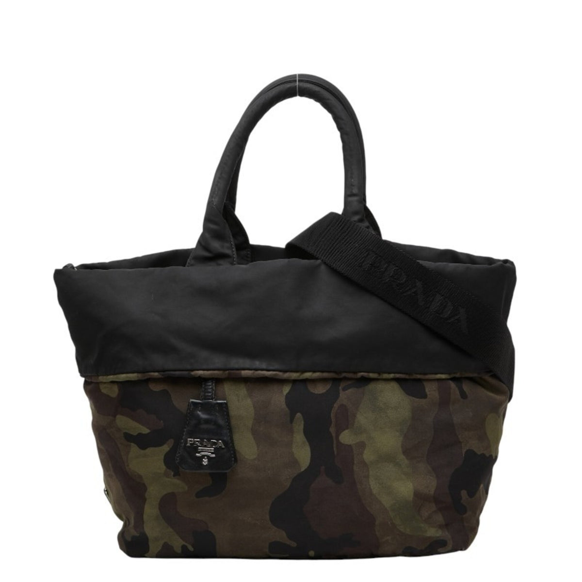 Prada Black Khaki Nylon Handbag Shoulder Bag (Pre-Owned)