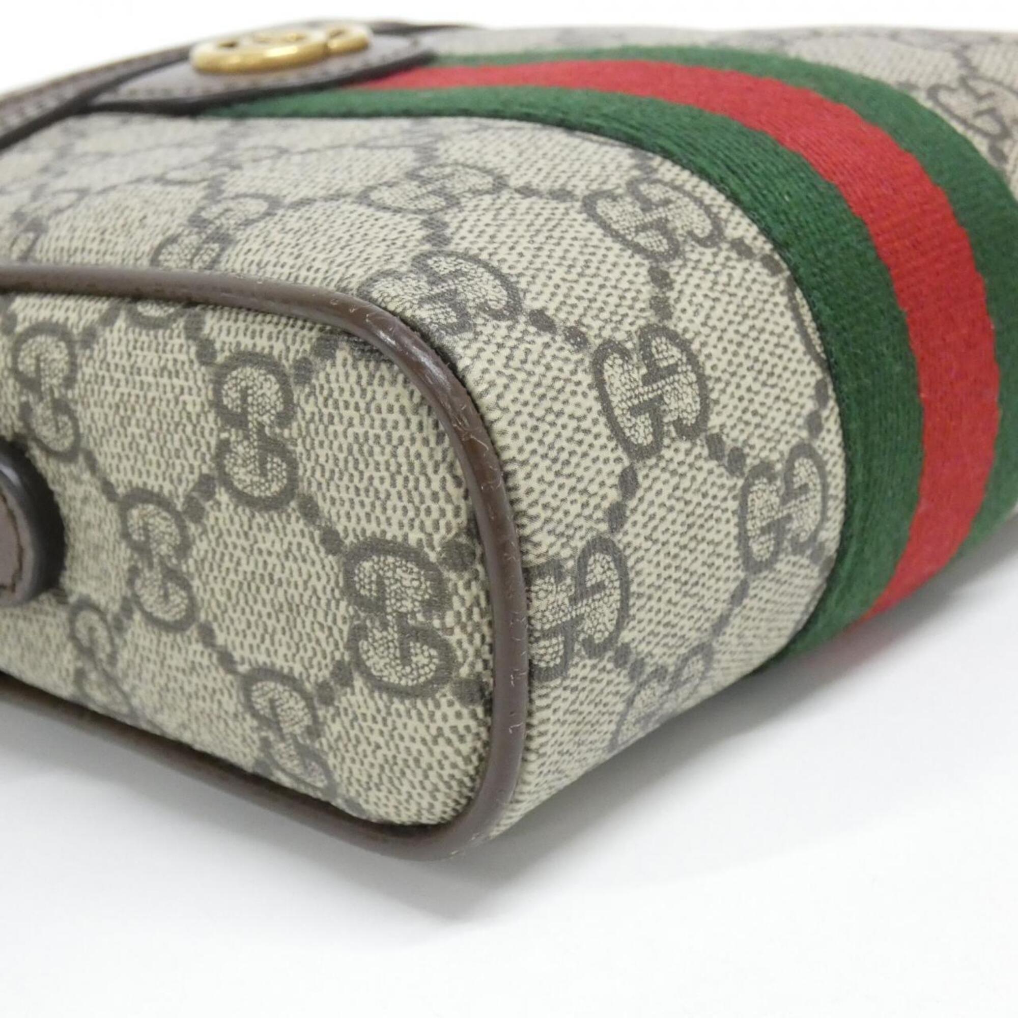 Gucci Beige Brown Gg Supreme Canvas Shoulder Bag (Pre-Owned)