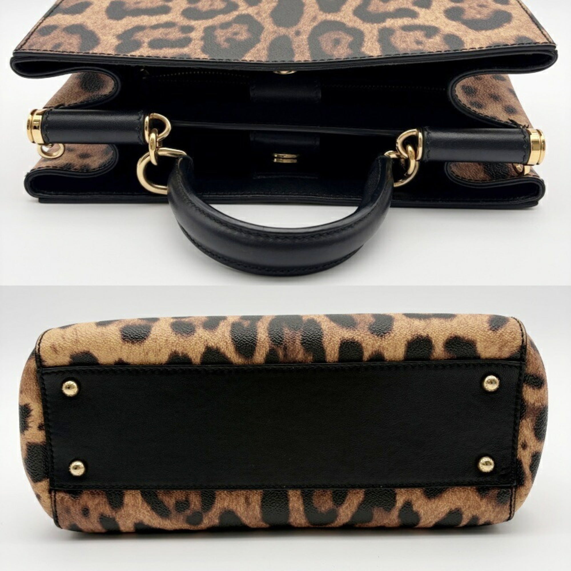 Dolce & Gabbana Sicily Leather Handbag Shoulder Bag (Pre-Owned)