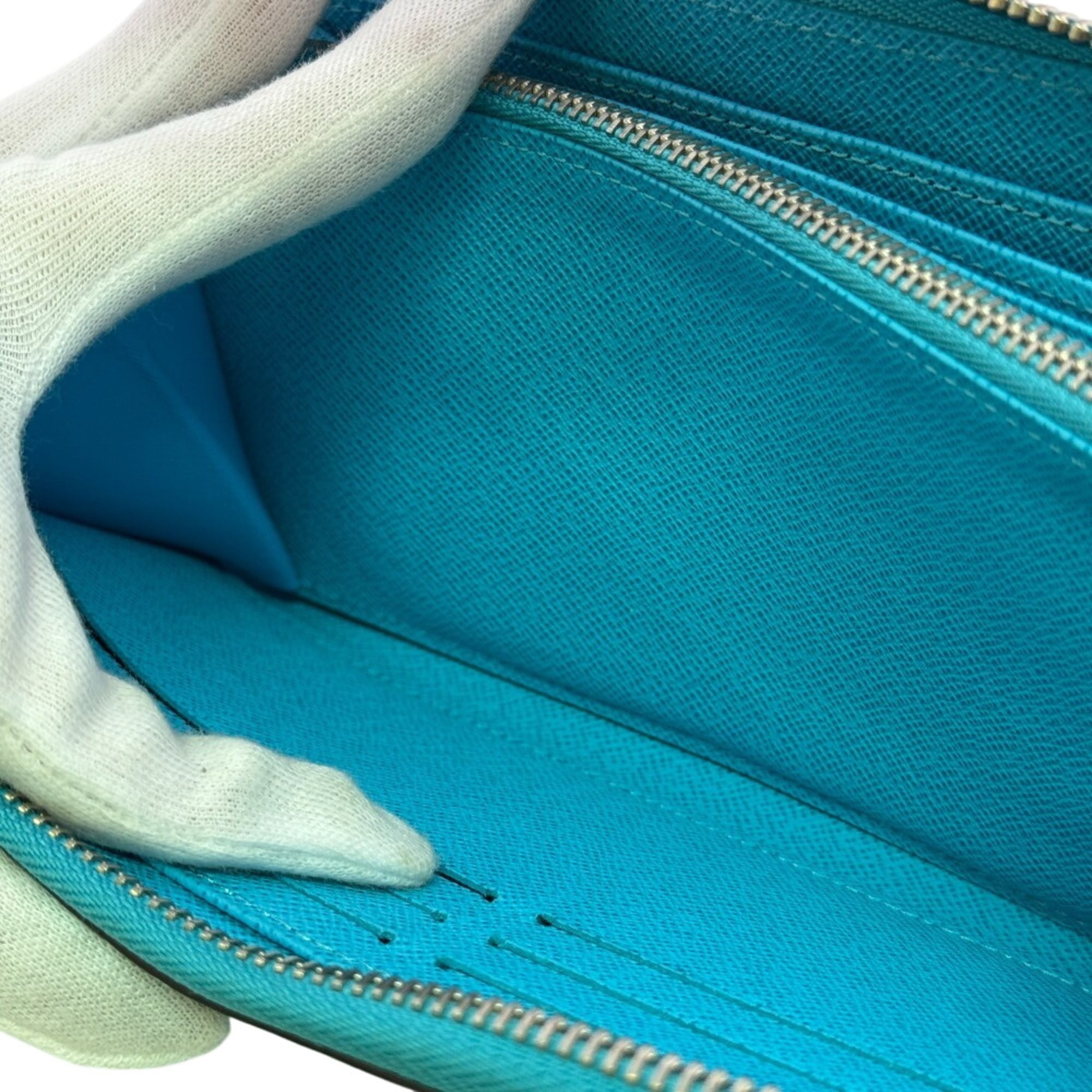Louis Vuitton Turquoise Leather Long Wallet (Bi-Fold) (Pre-Owned)