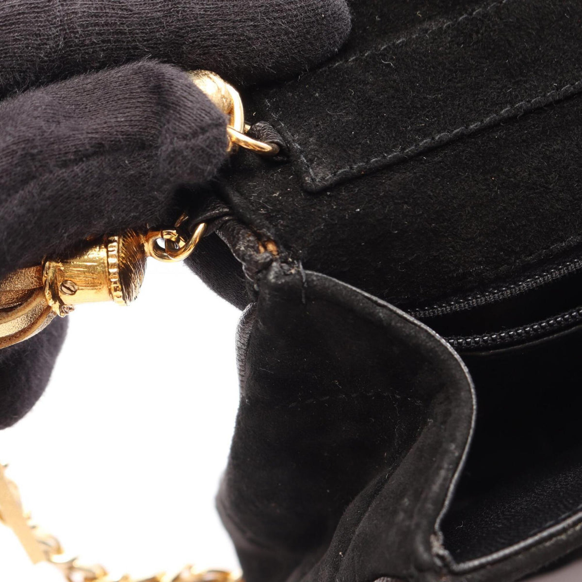 Chanel Black Suede Handbag Shoulder Bag (Pre-Owned)