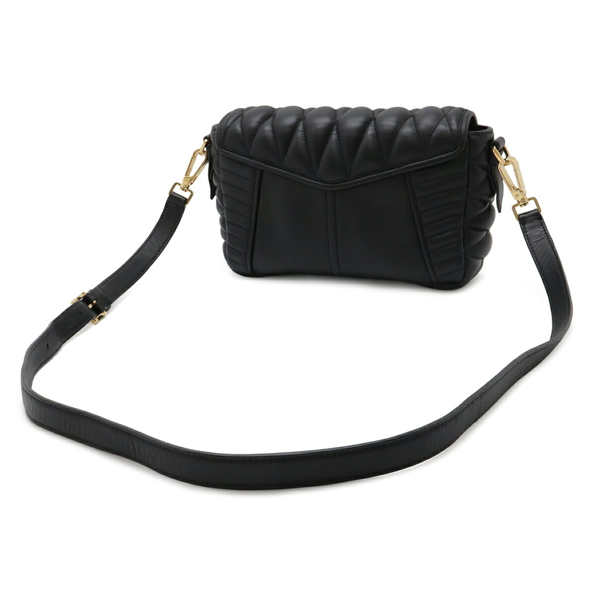 Miu Miu Black Leather Clutch Bag Shoulder Bag (Pre-Owned)