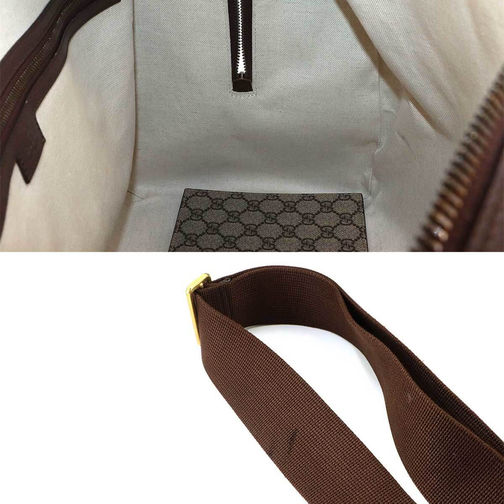 Gucci Ophidia Beige Brown Gg Supreme Leather Boston Bag Handbag (Pre-Owned)