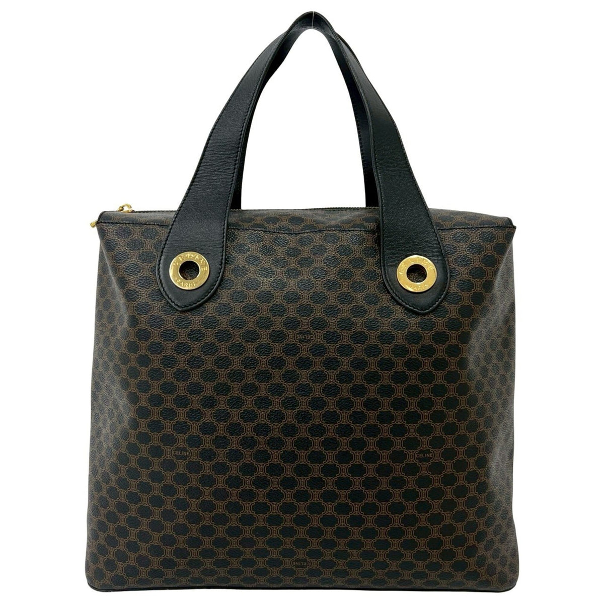 Celine Black Brown Leather Pvc Handbag Tote Bag (Pre-Owned)