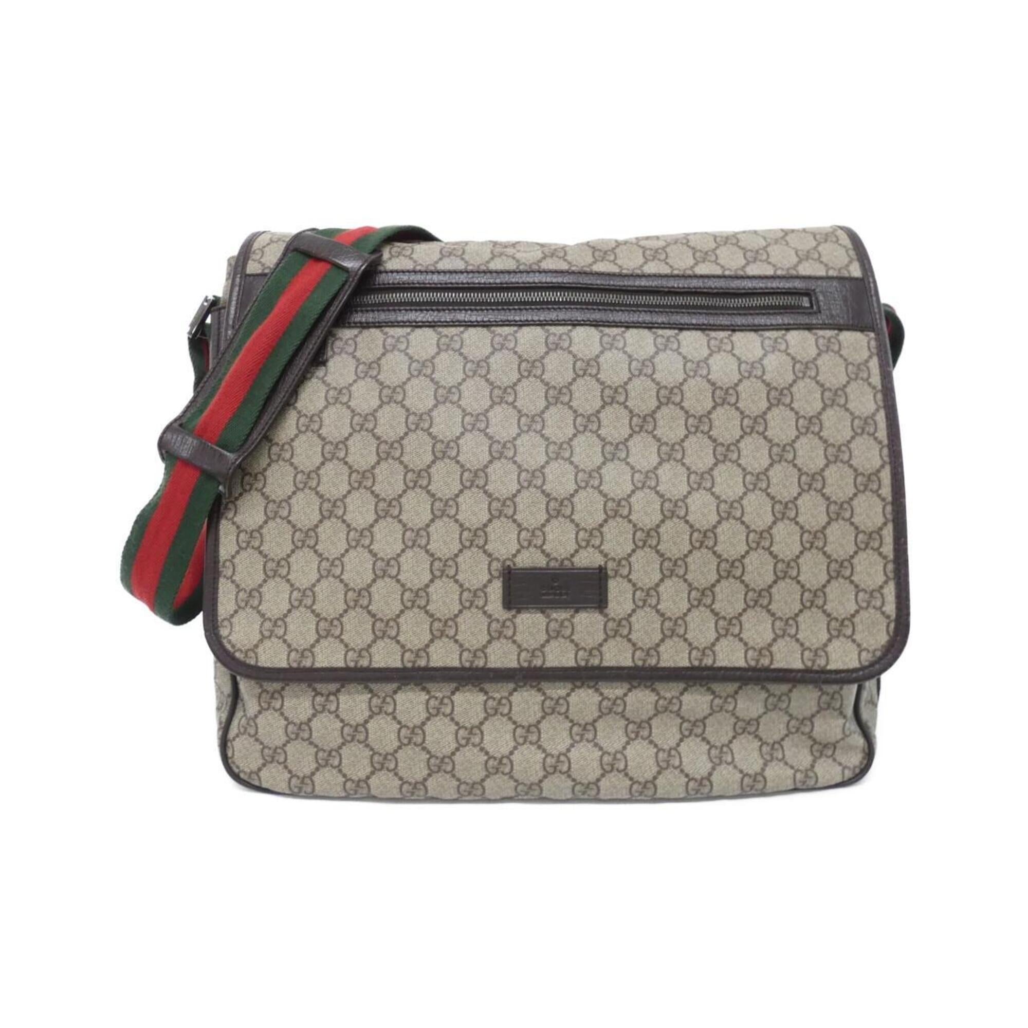 Gucci Beige Dark Brown Gg Plus Shoulder Bag (Pre-Owned)