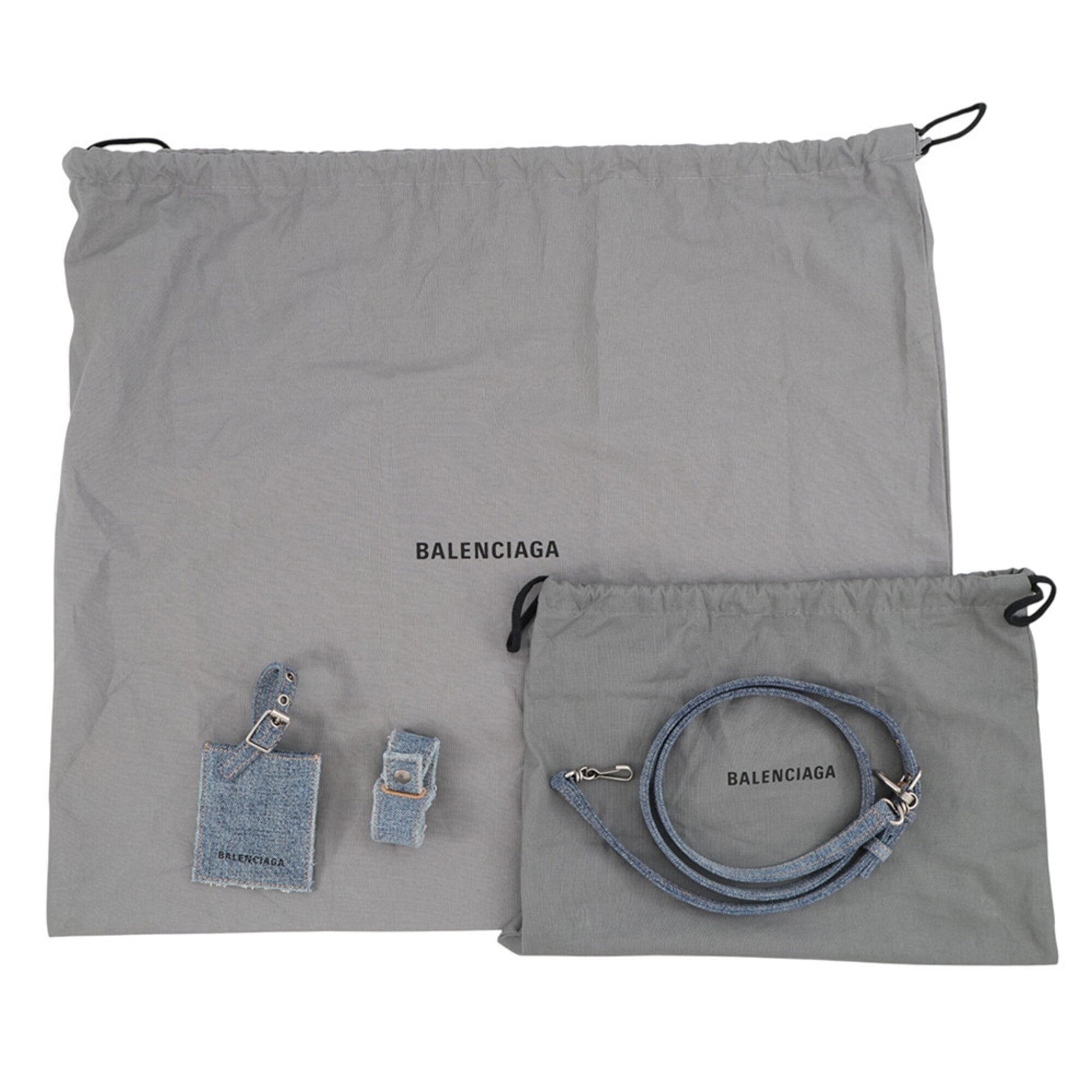 Balenciaga Blue Denim Basket Handbag Shoulder Bag (Pre-Owned)