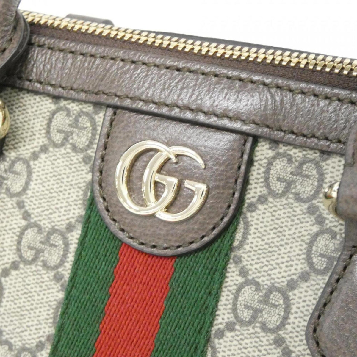 Gucci Beige Dark Brown Gg Supreme Canvas Handbag (Pre-Owned)