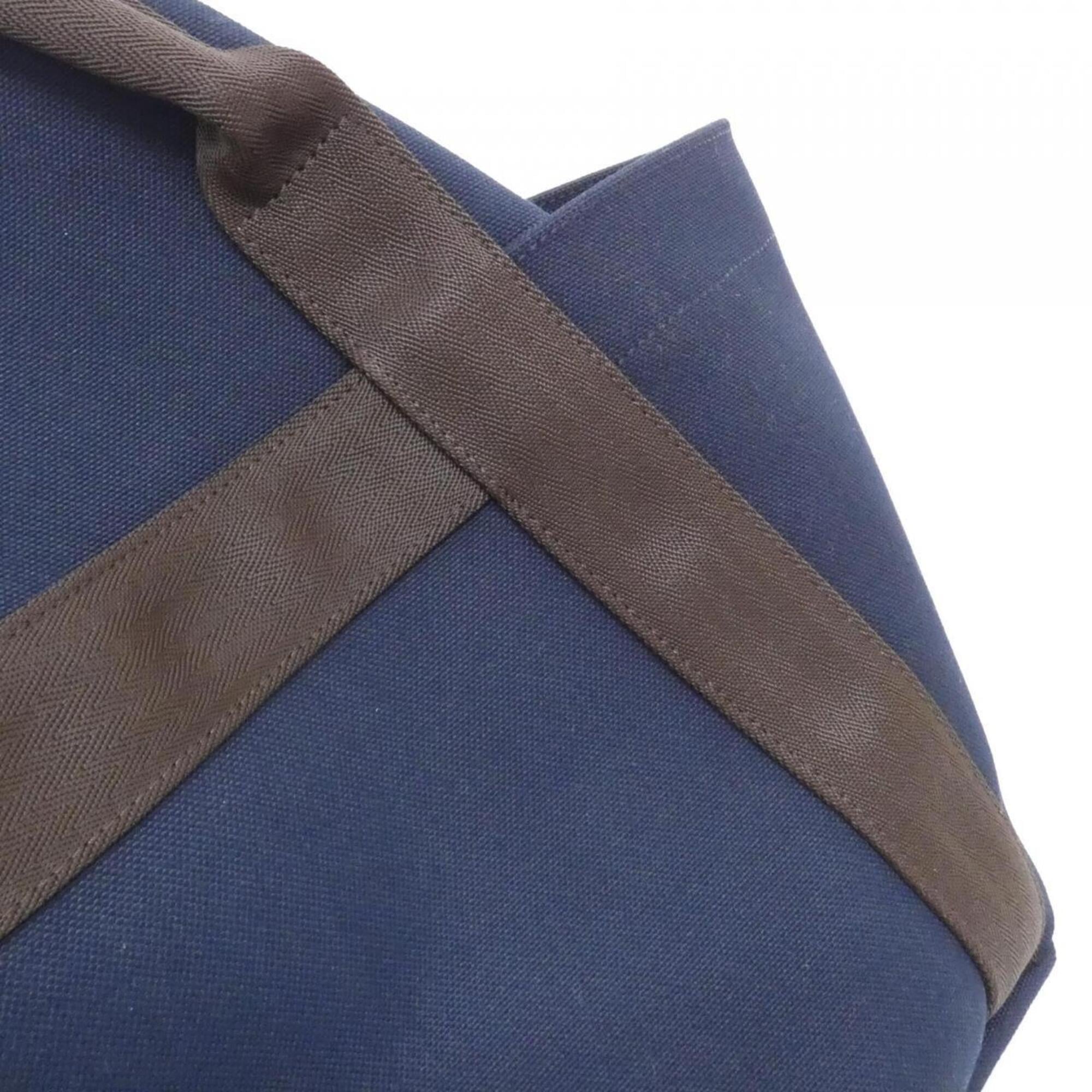 Hermes Blue Feu Navy Canvas Handbag (Pre-Owned)
